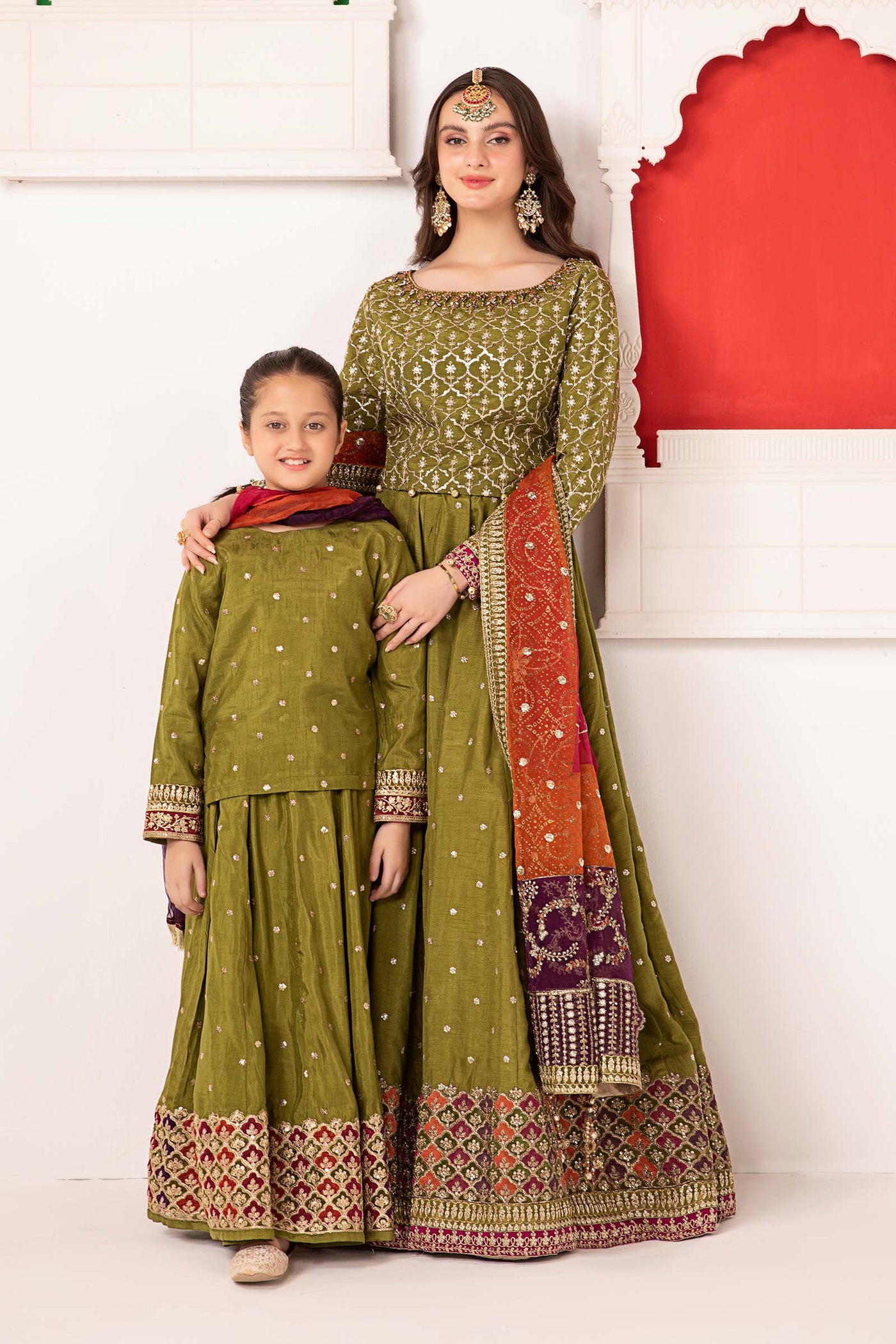 3 Piece Embroidered Bamber Raw Silk Suit | MKS-EA24-35