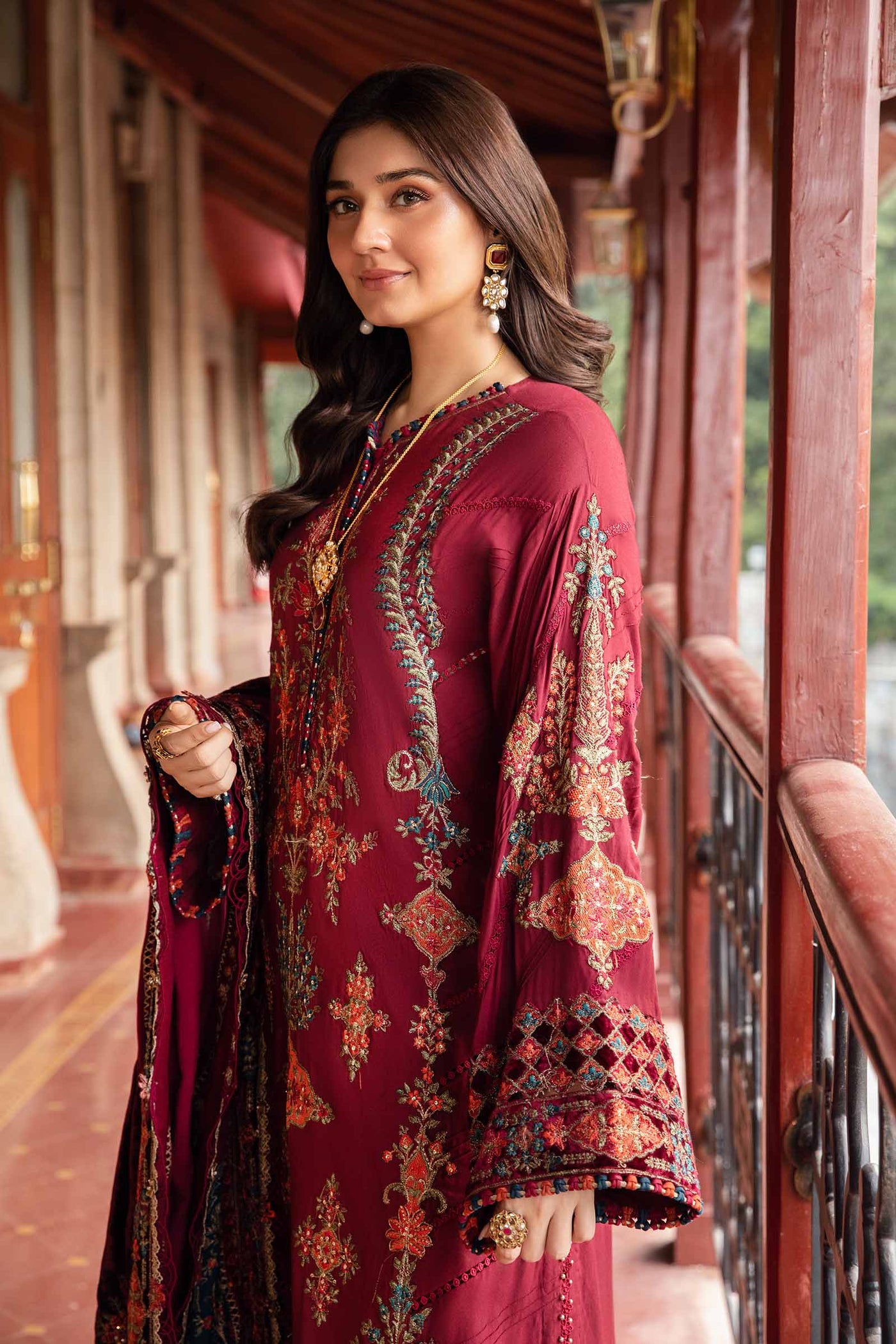 3 Piece Unstitched Embroidered Twill Linen Suit | DL-1210