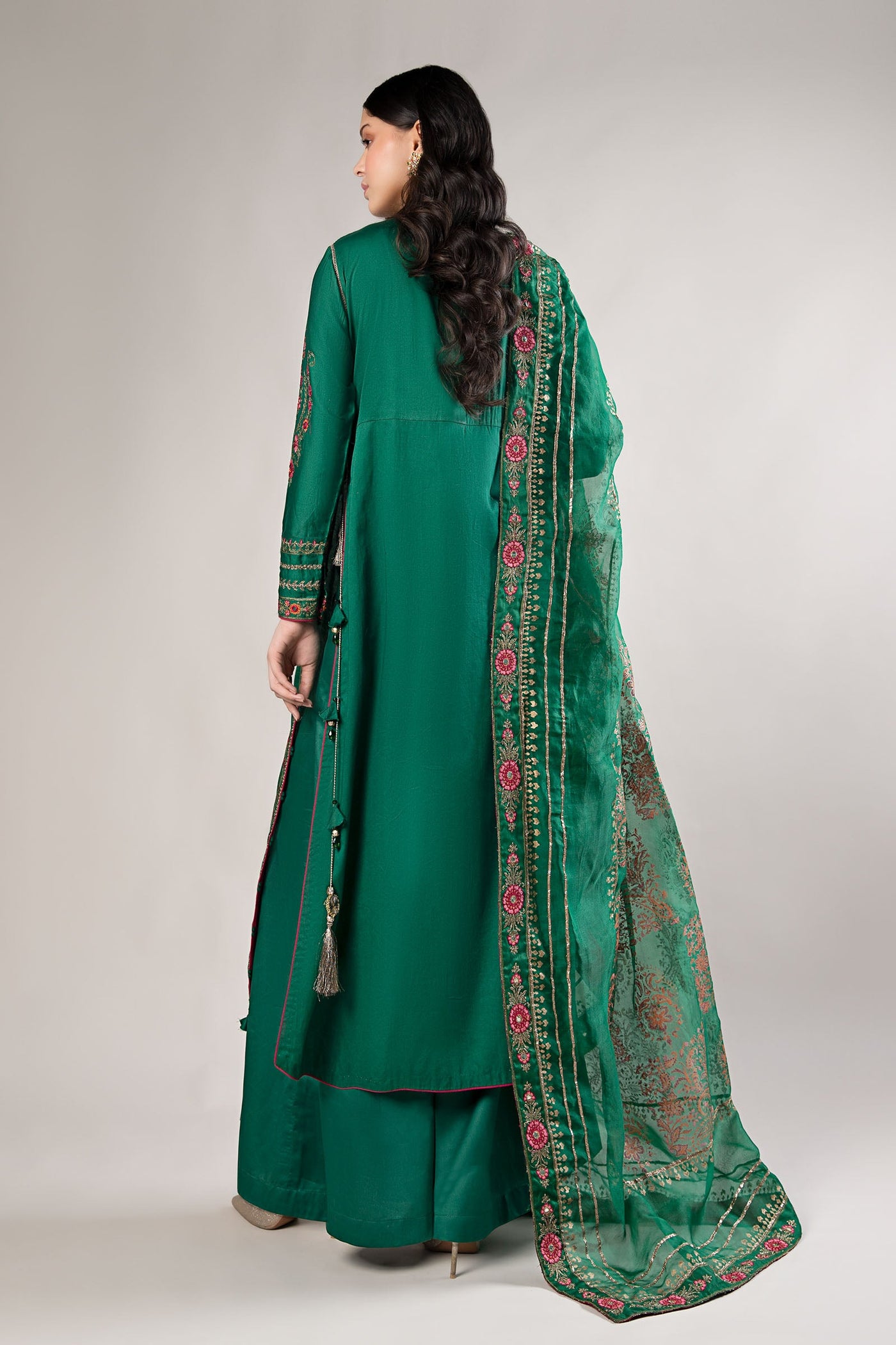 3 Piece Embroidered Cotton Satin Suit | CSS-811