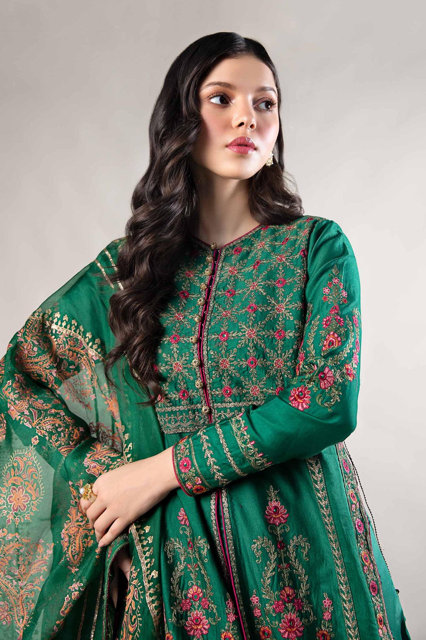 3 Piece Embroidered Cotton Satin Suit | CSS-811