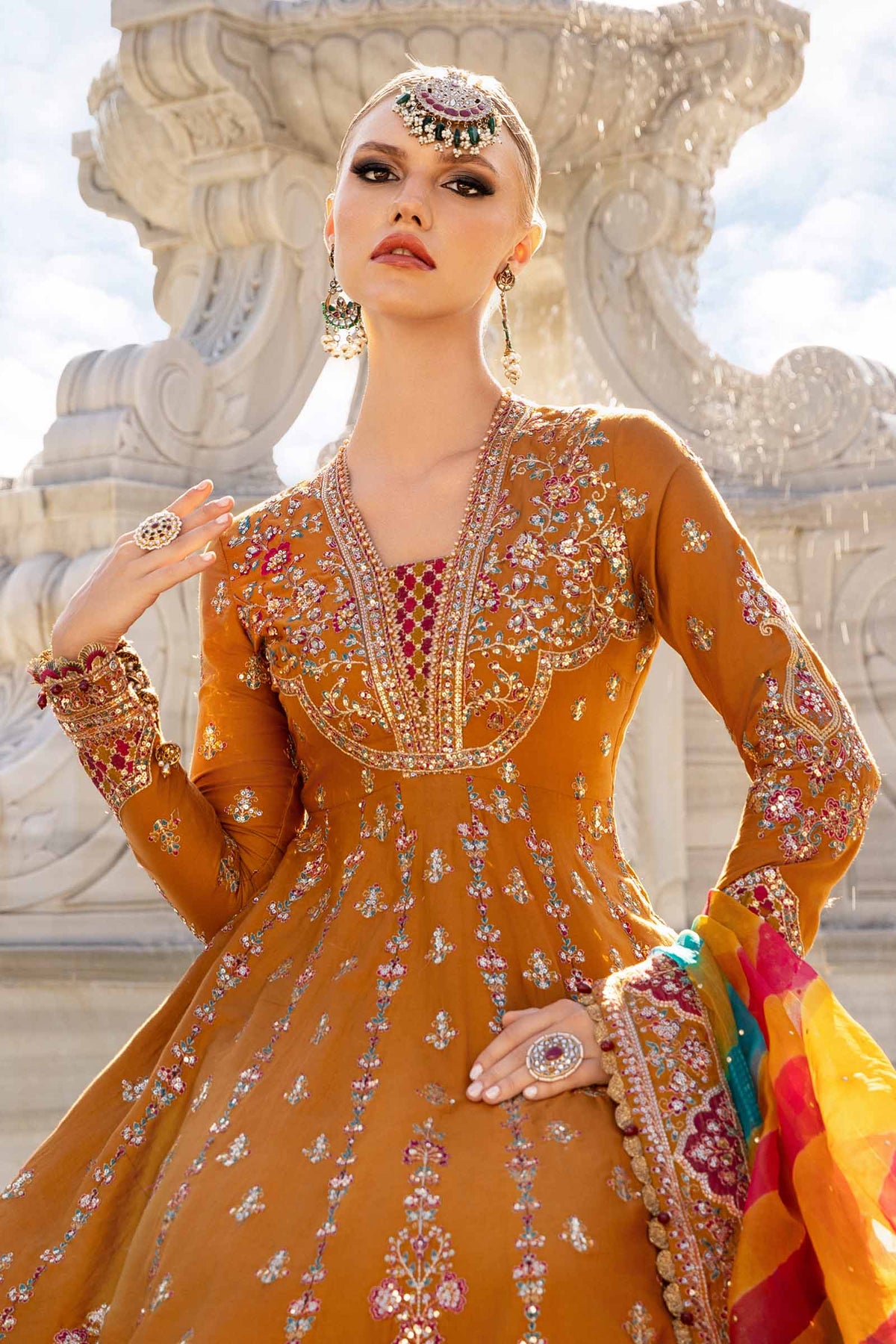 Unstitched Embroidered Cotton Satin Suit | CST-812 – Maria.B. Designs (AE)