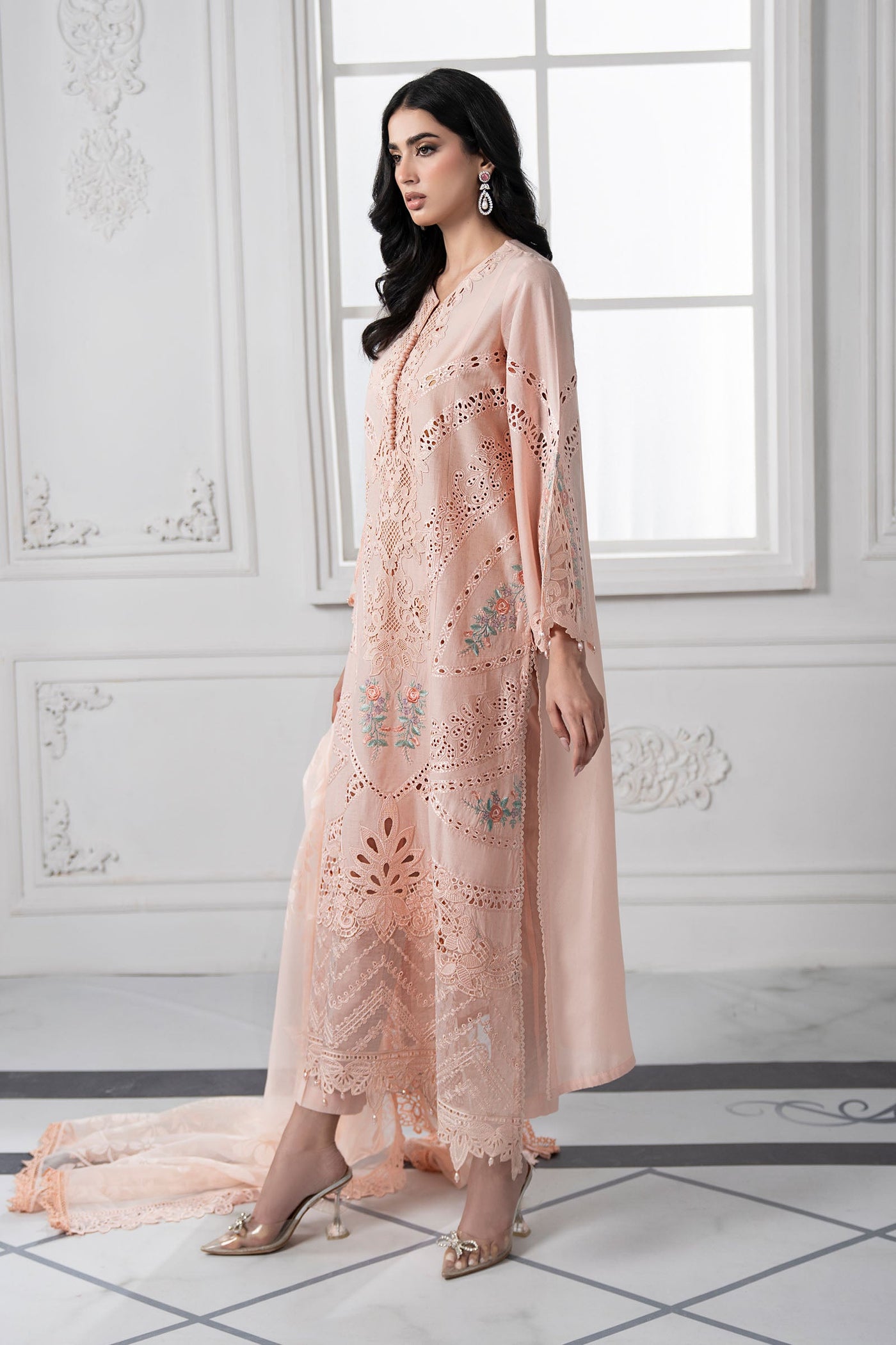 3 Piece Embroidered Dobby Lawn Suit | DS-2513-A