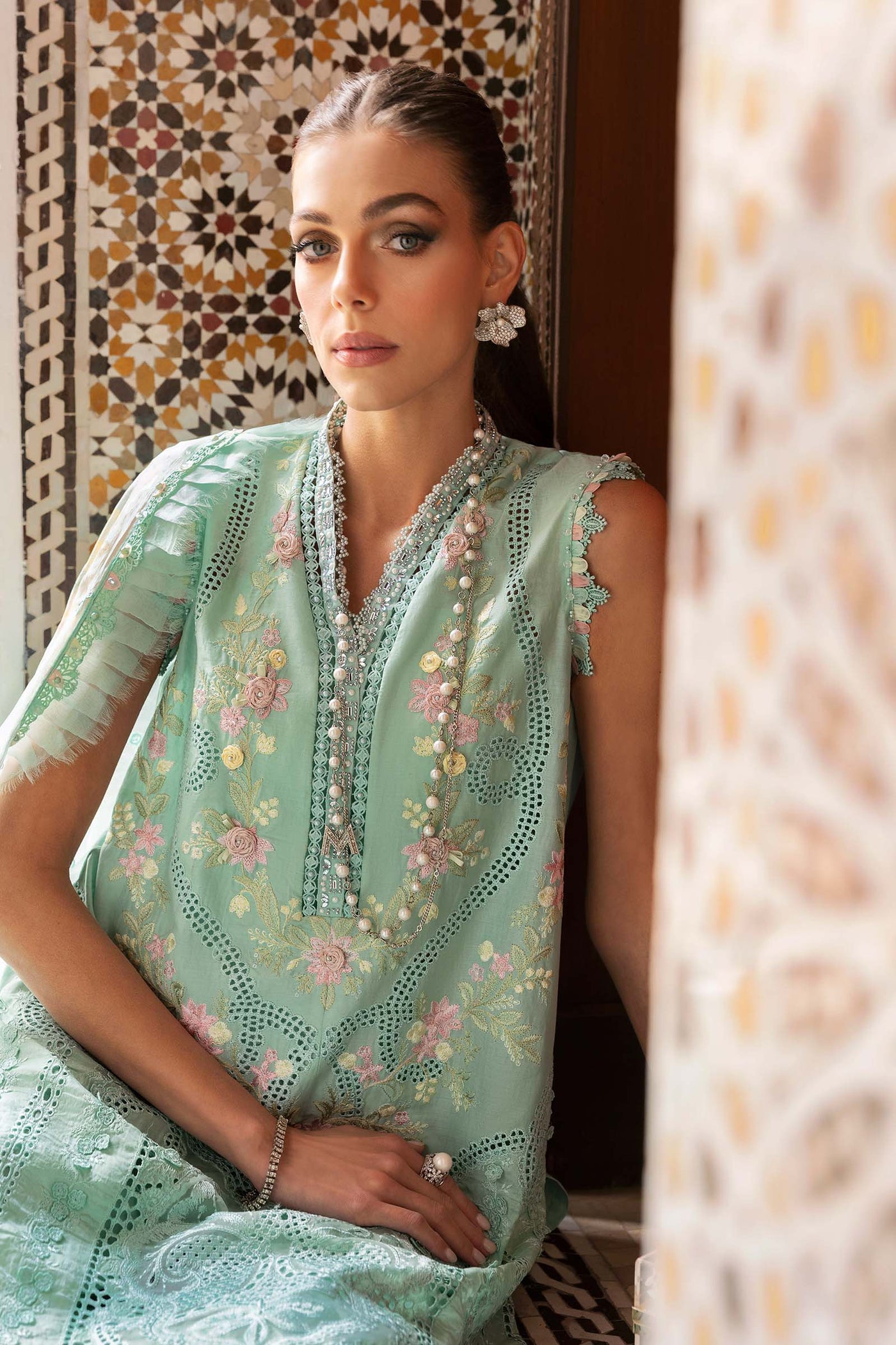 3 Piece Unstitched Embroidered Lawn Suit | D-2514-A