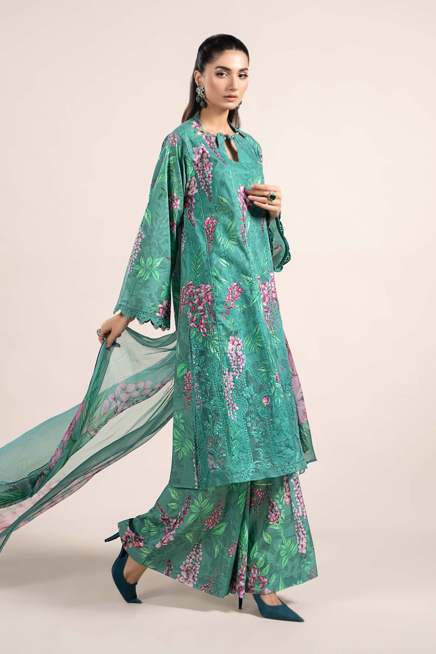 3 Piece Printed Cambric Suit | MPS-2301-A