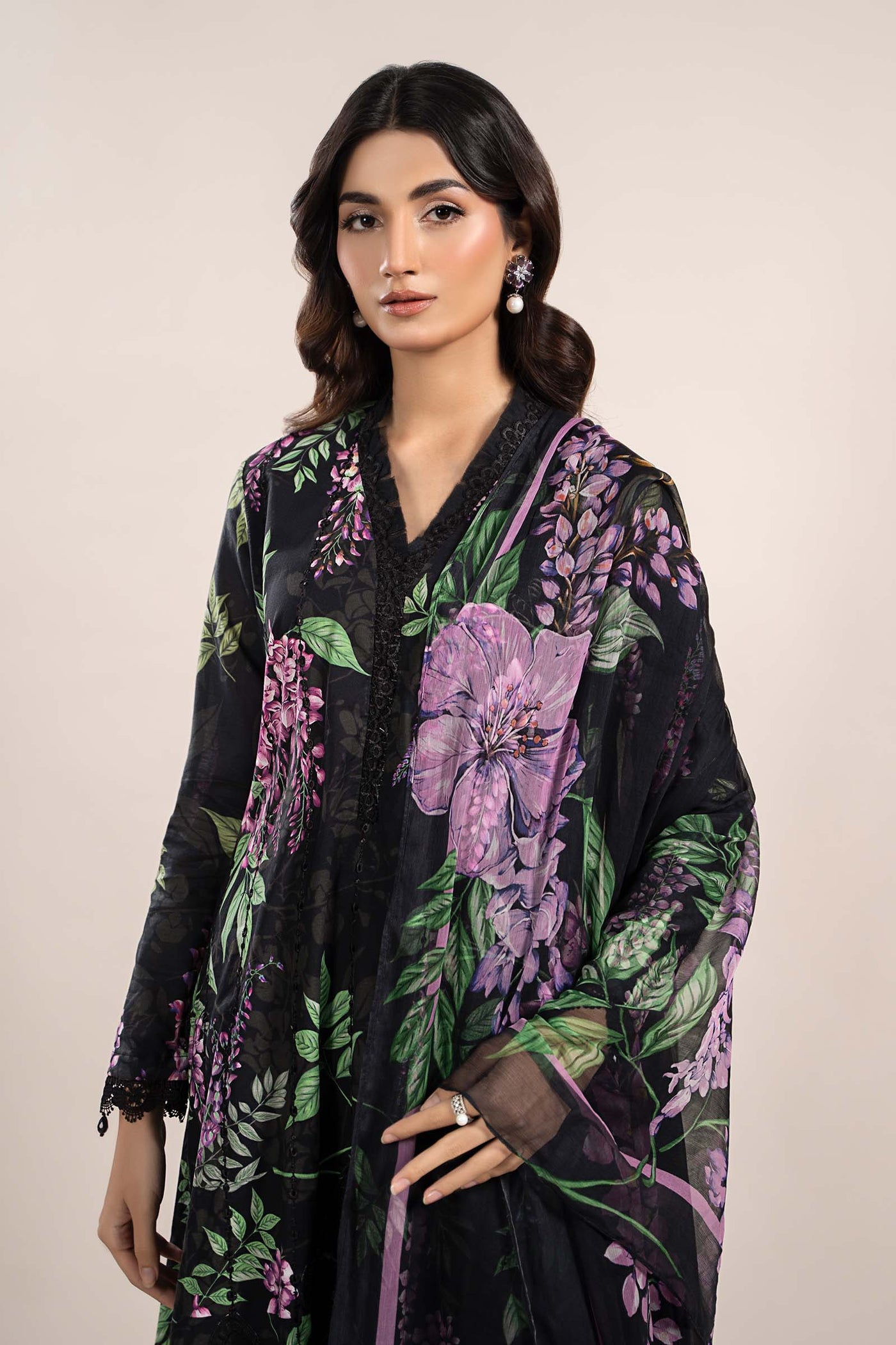 3 Piece Printed Cambric Suit | MPS-2301-B