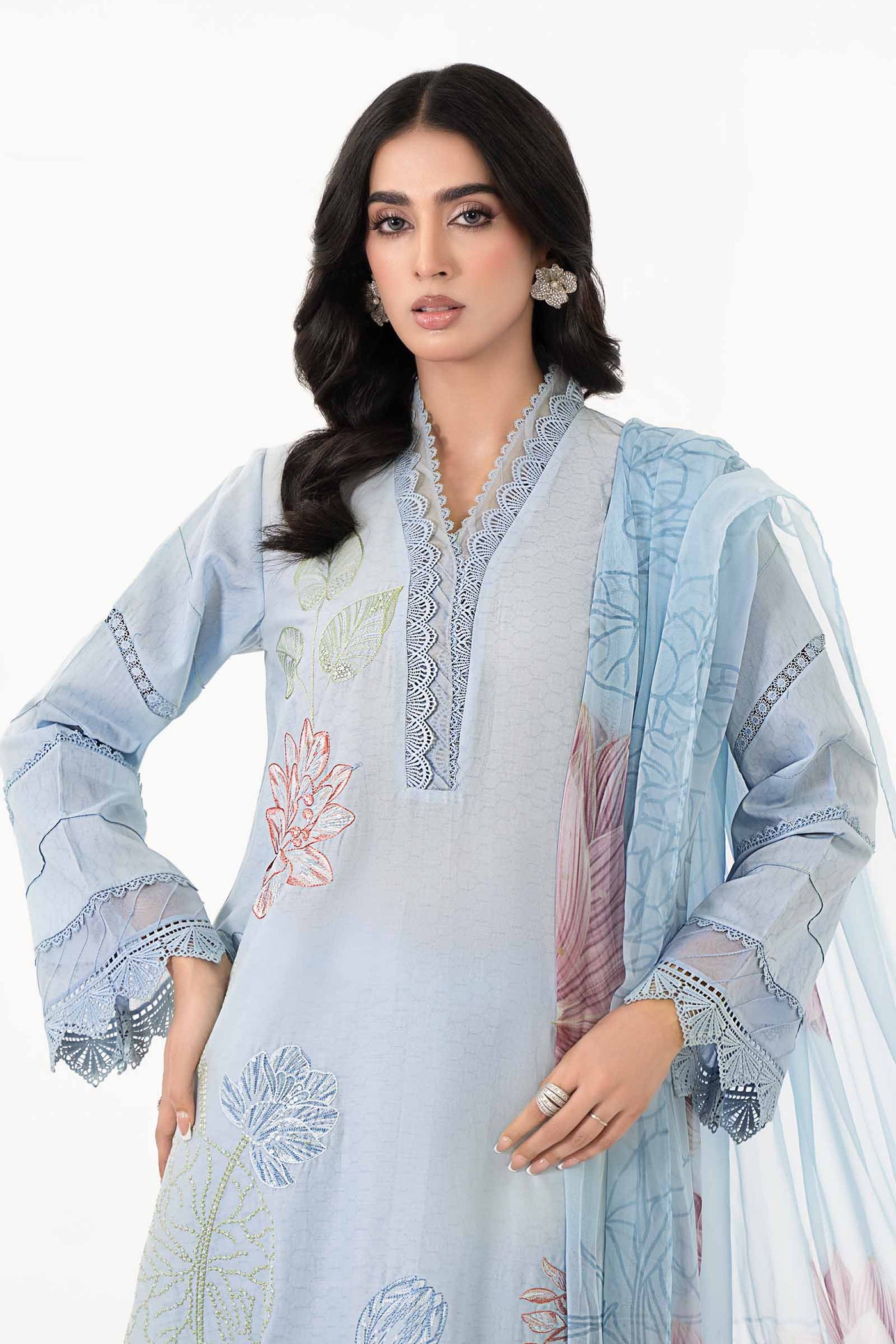 3 Piece Printed Dobby Lawn Suit | MPS-2201-B