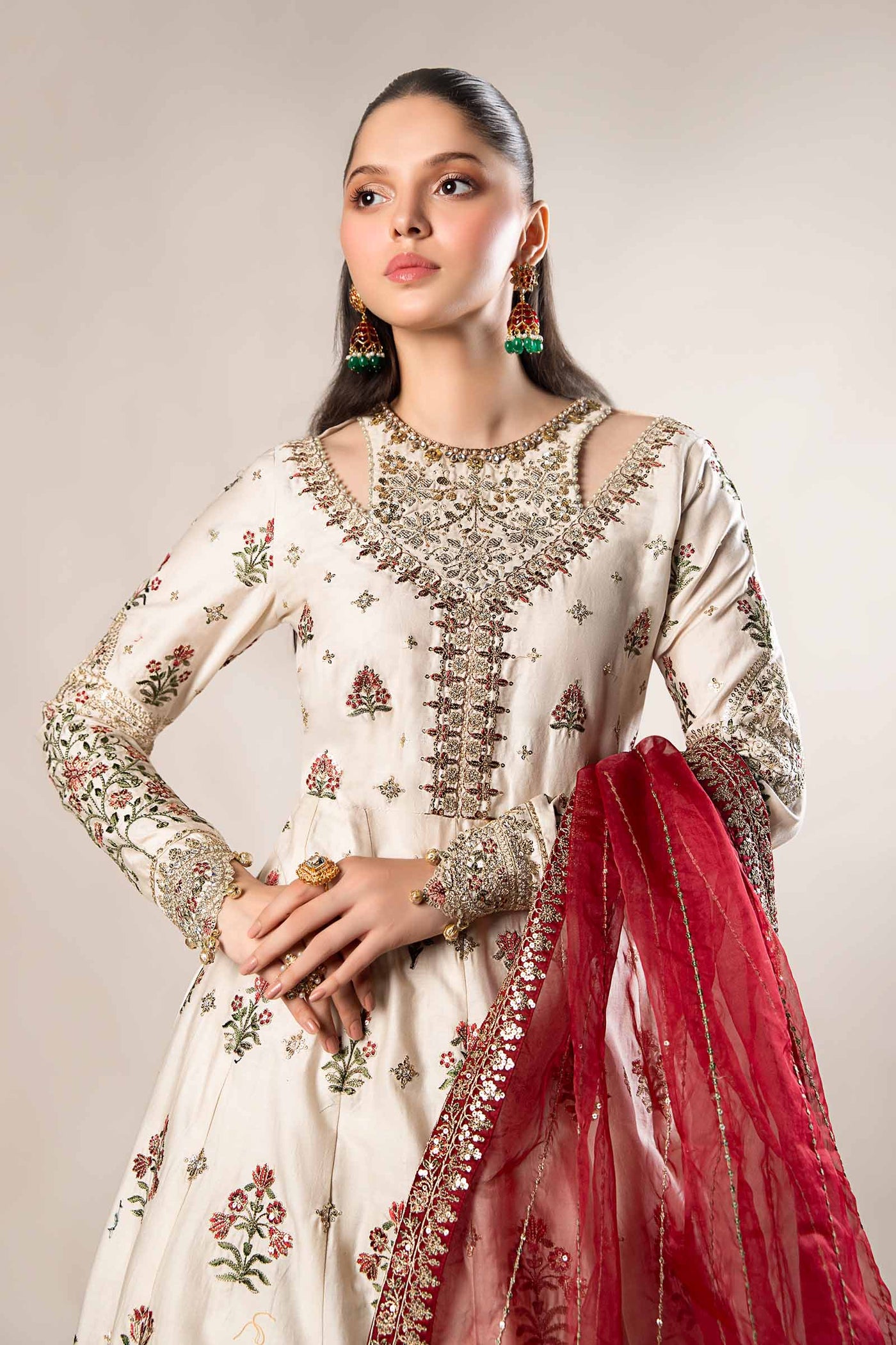 3 Piece Embroidered Cotton Satin Suit | CSS-801