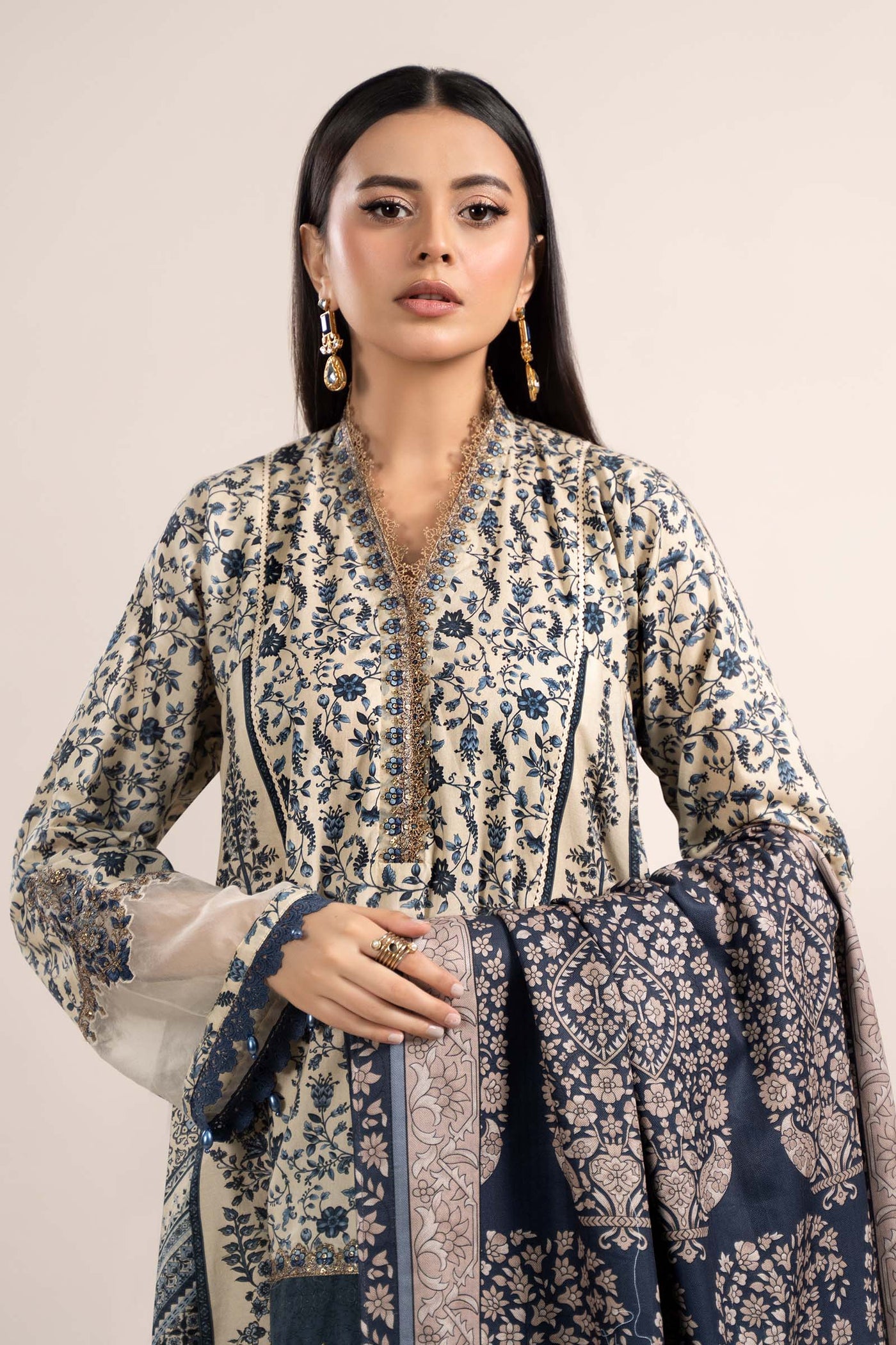 3 Piece Printed Cambric Suit | MPS-2302-A