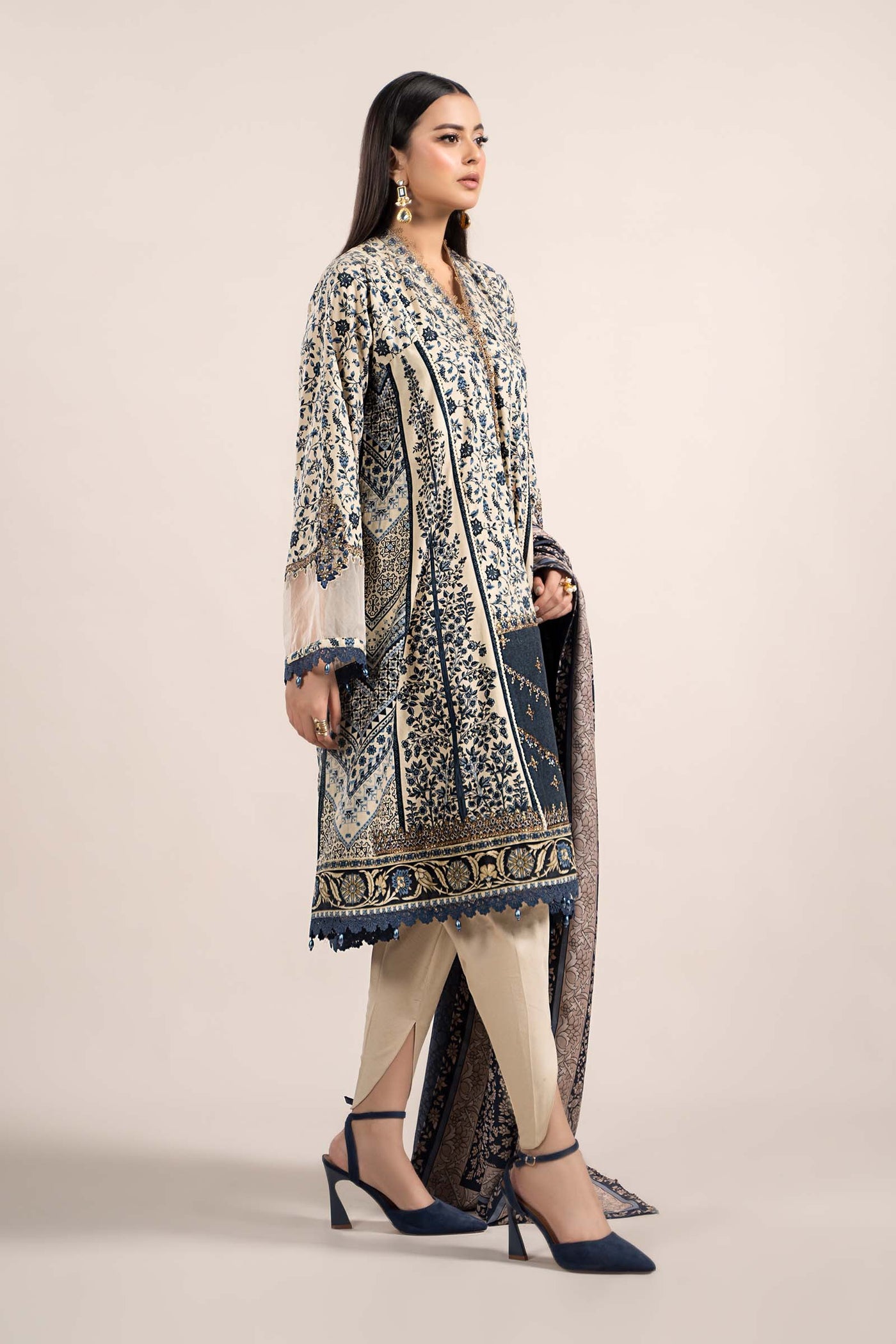 3 Piece Printed Cambric Suit | MPS-2302-A