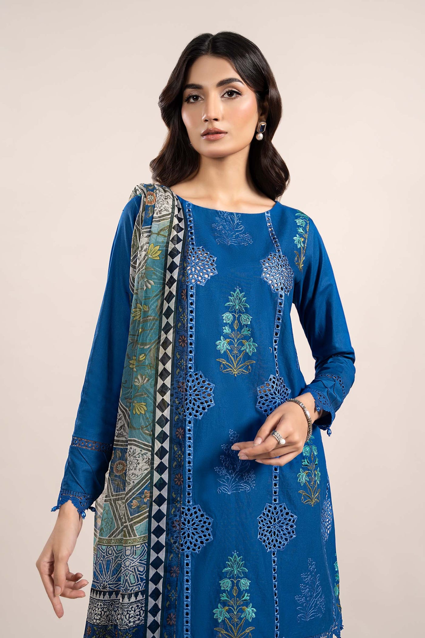 3 Piece Printed Cambric Suit | MPS-2303-A