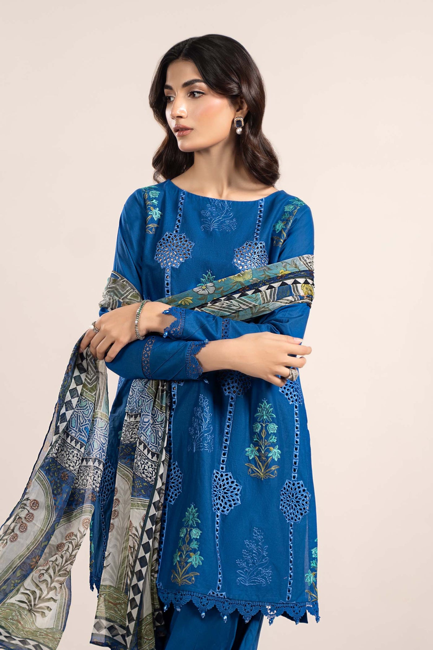 3 Piece Printed Cambric Suit | MPS-2303-A