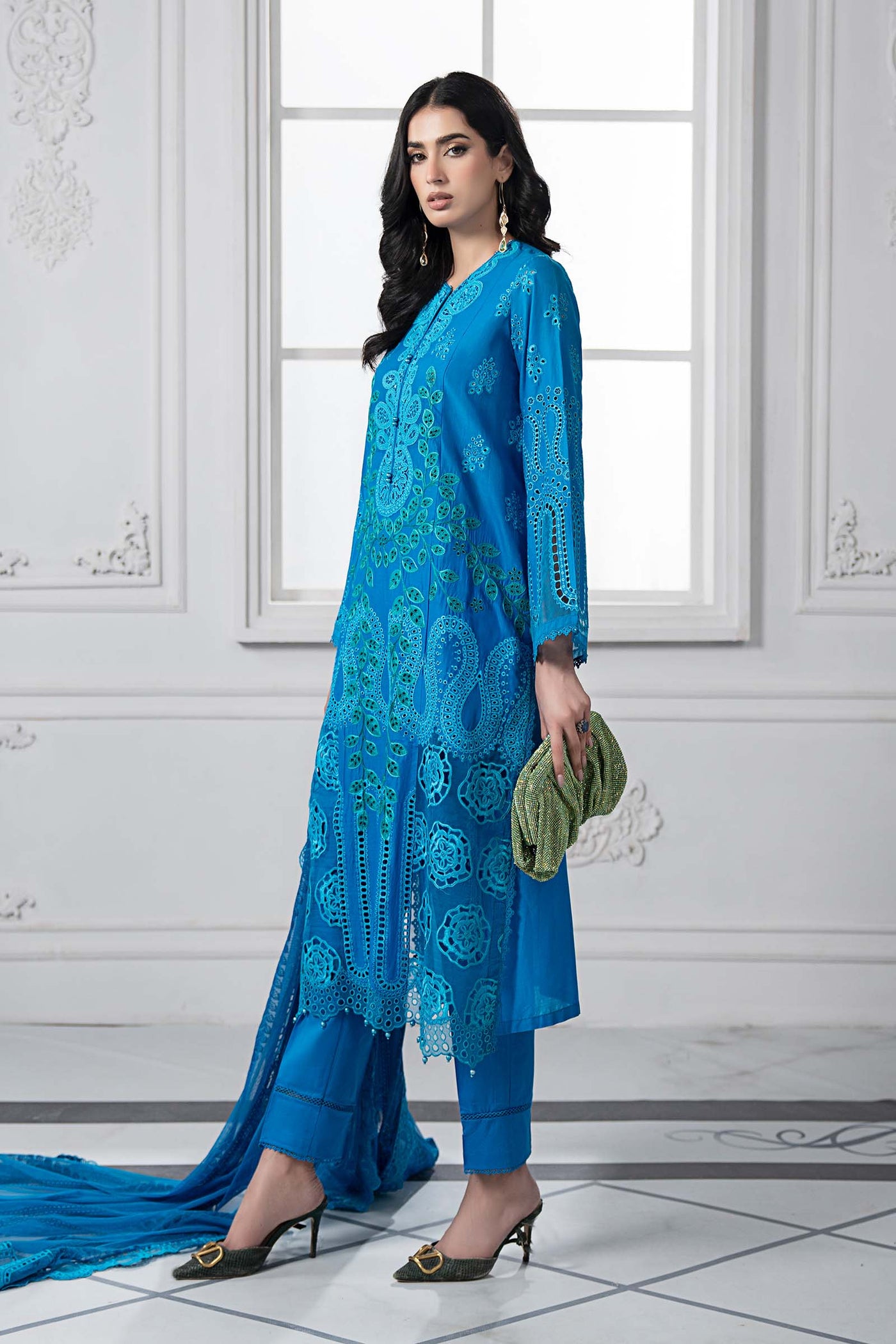 3 Piece Embroidered Lawn Suit | DS-2503-B