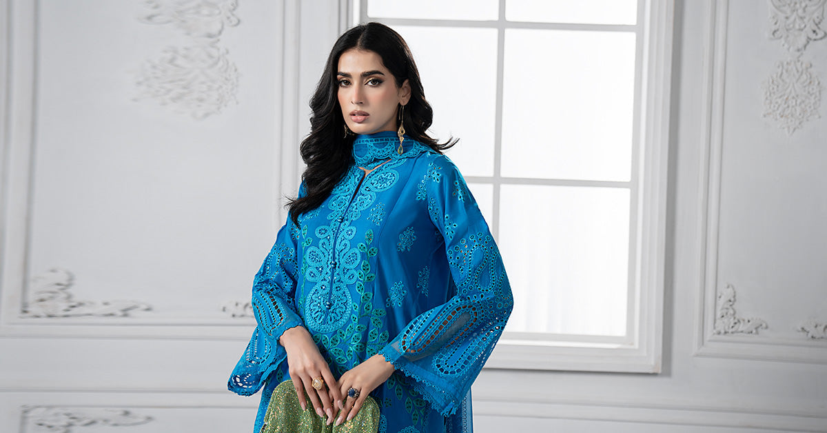 3 Piece Embroidered Lawn Suit | DS-2503-B