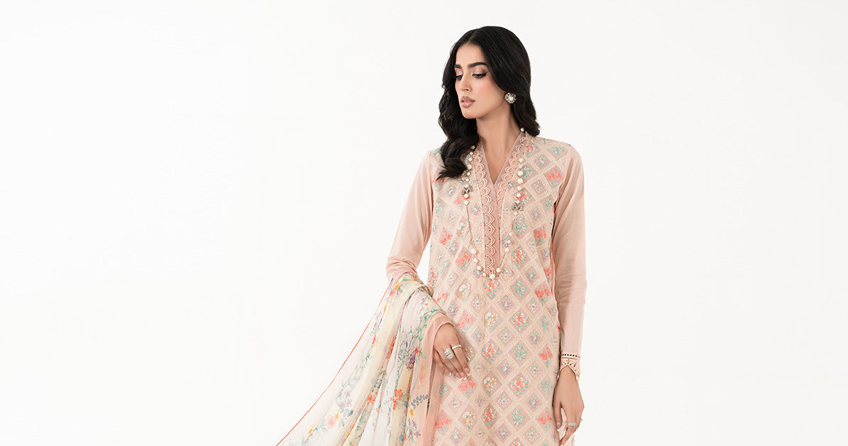 3 Piece Embroidered Lawn Suit | MPS-2203-B