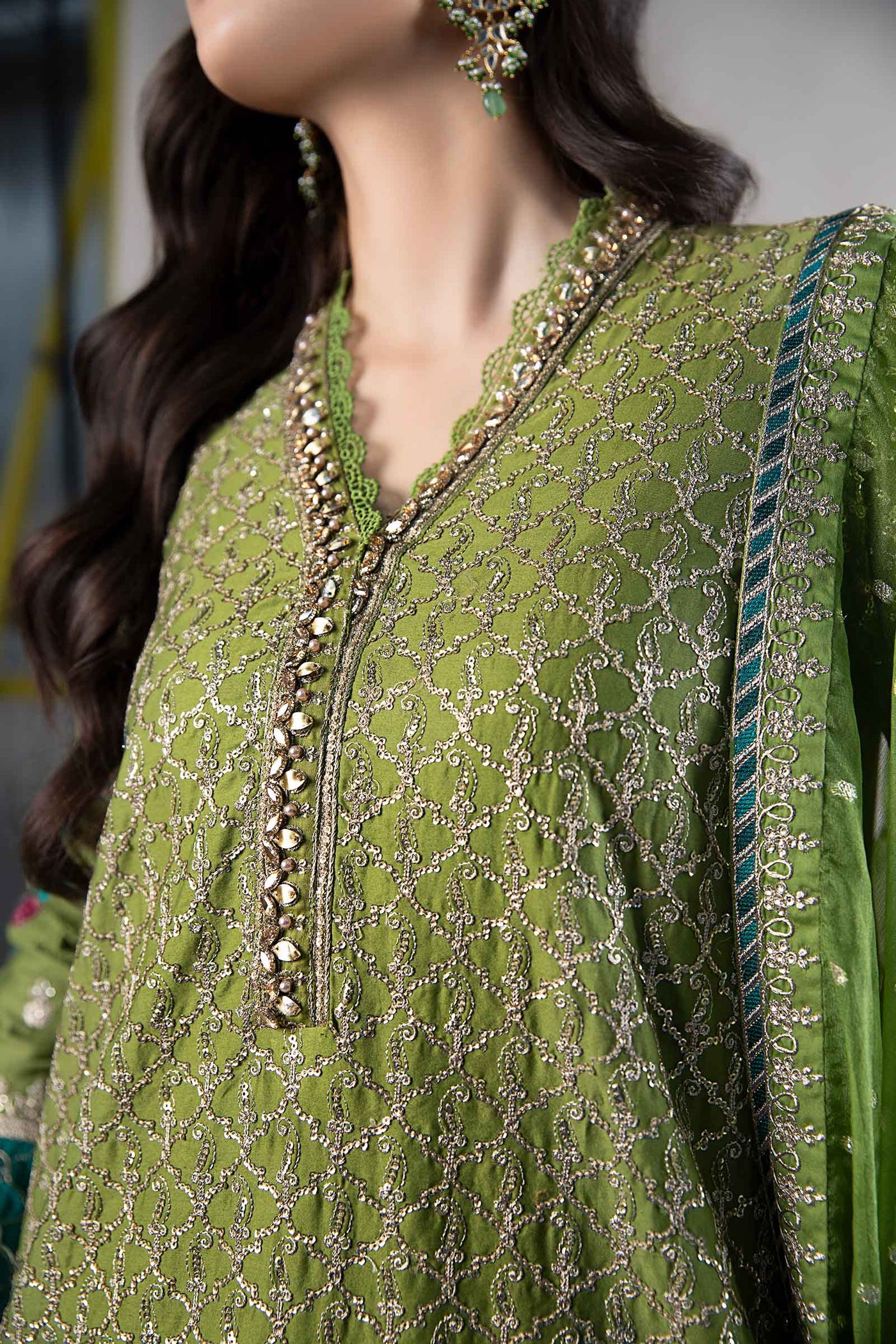 3 Piece Embroidered Cotton Satin Suit | CSS-803