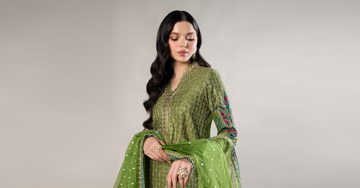 3 Piece Embroidered Cotton Satin Suit | CSS-803