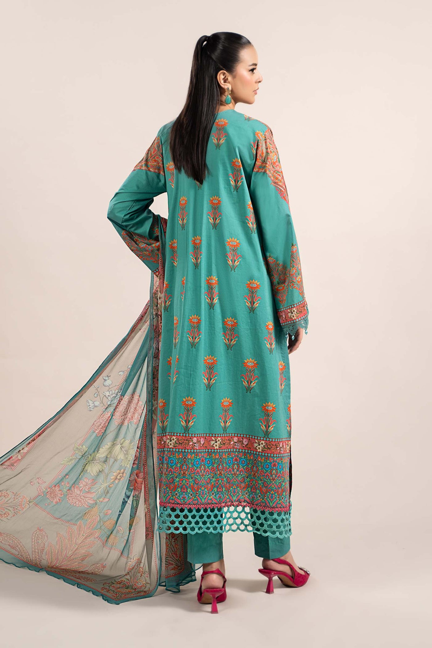 3 Piece Printed Cambric Suit | MPS-2304-A