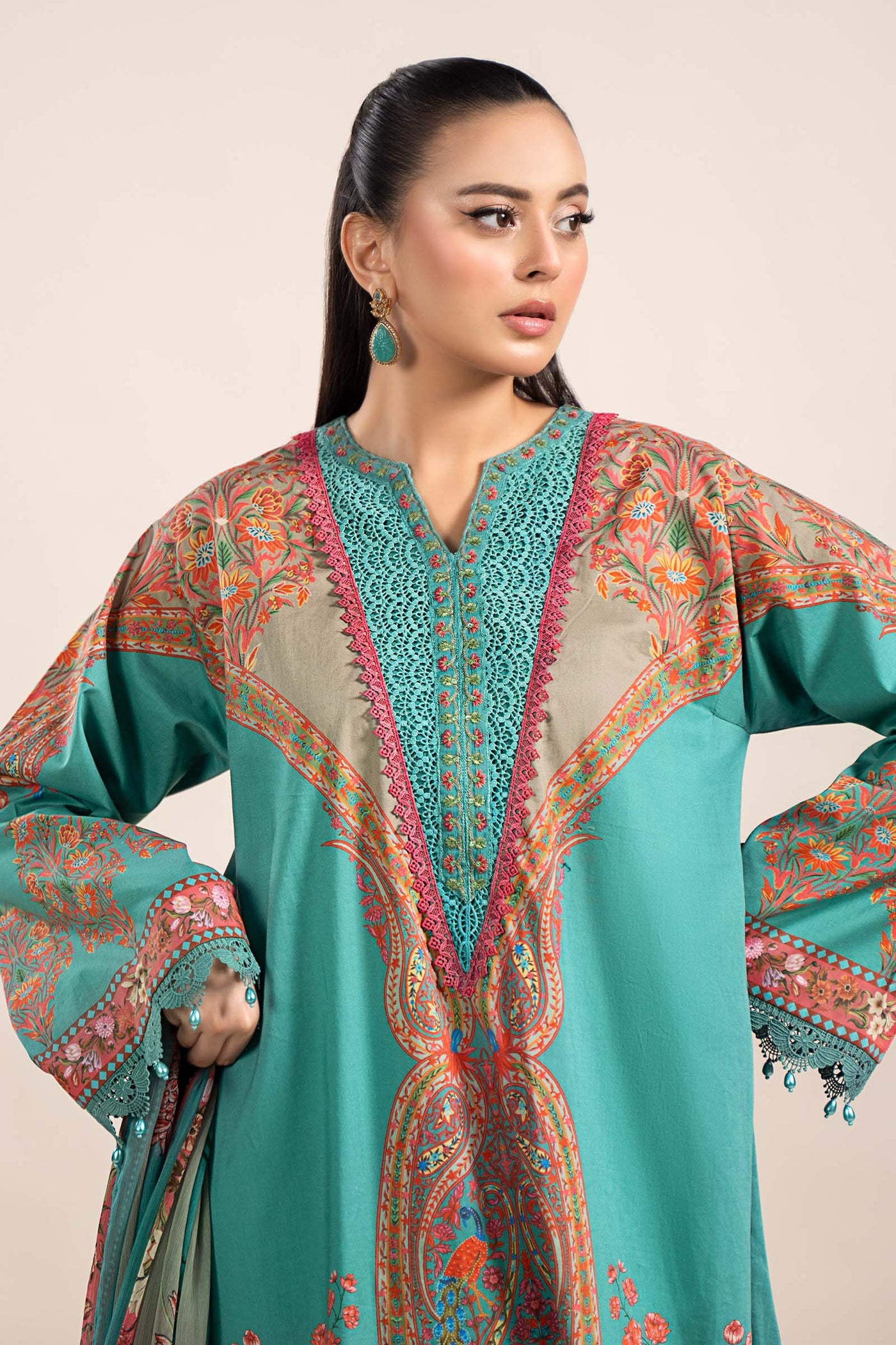 3 Piece Printed Cambric Suit | MPS-2304-A