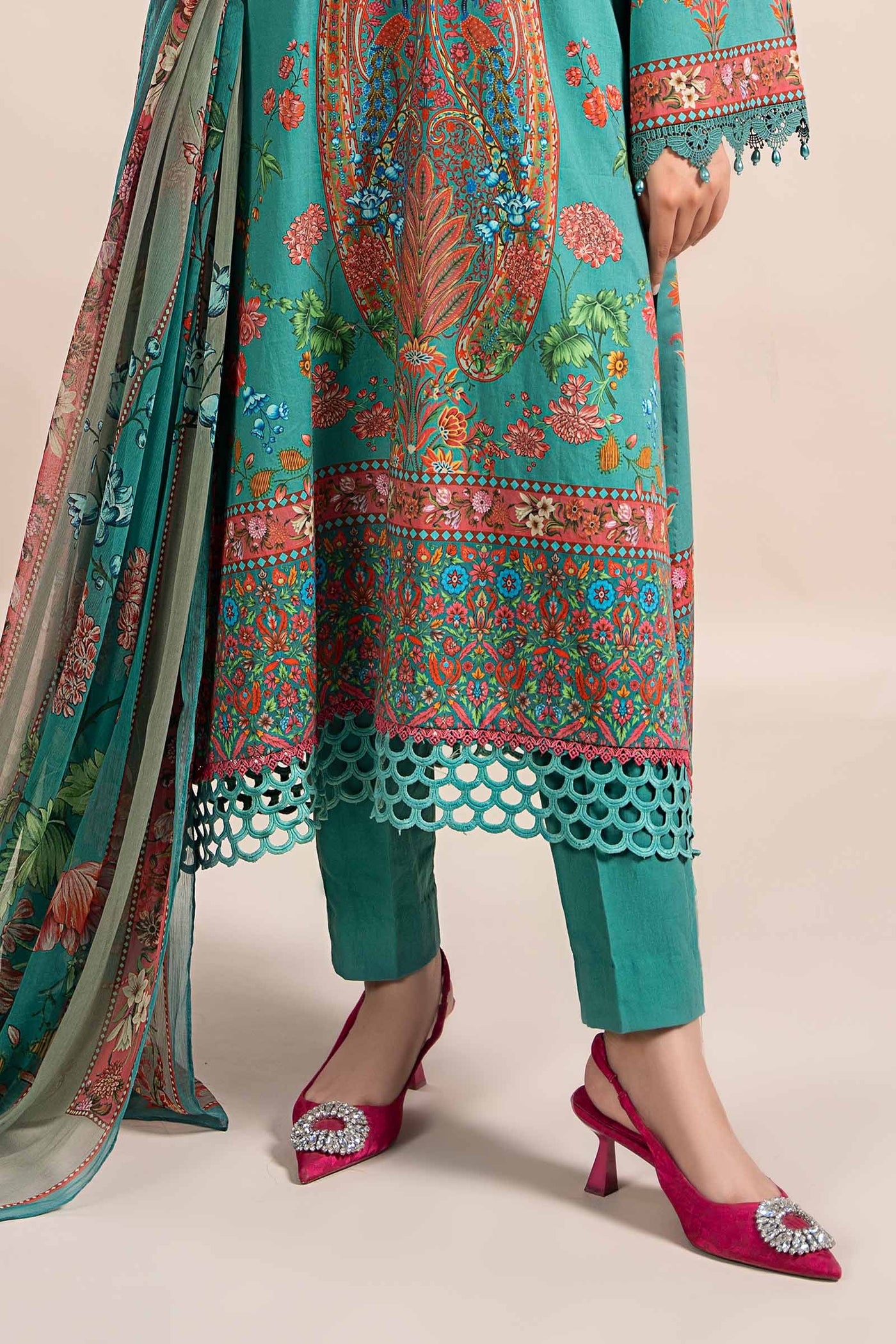 3 Piece Printed Cambric Suit | MPS-2304-A