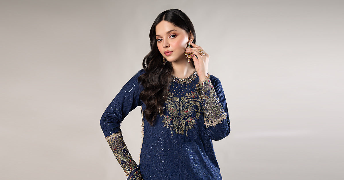 3 Piece Embroidered Cotton Satin Suit | CSS-804