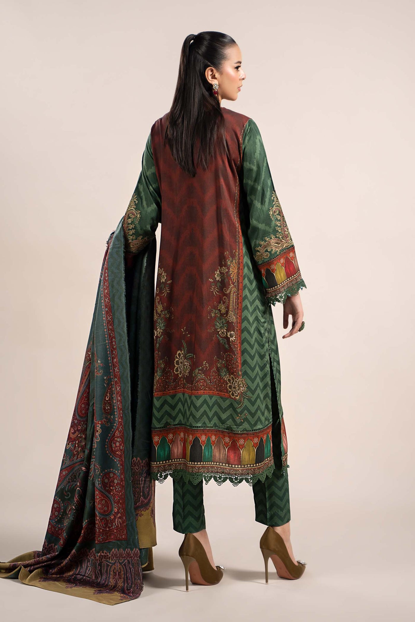 3 Piece Printed Linen Suit | MPS-2305-B