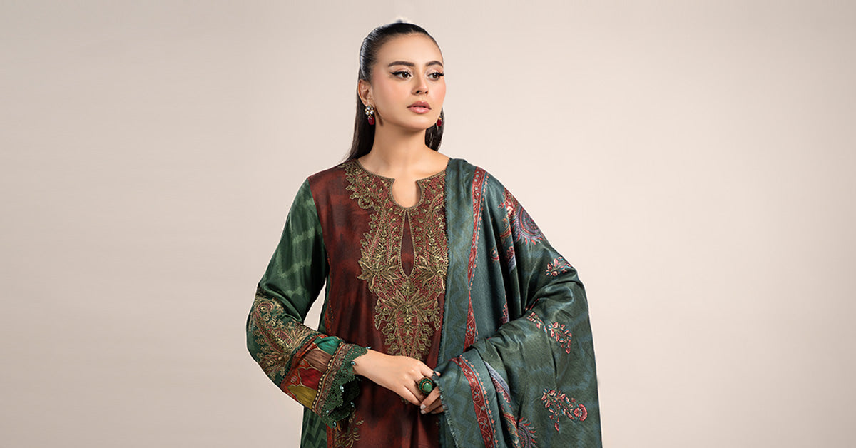 3 Piece Printed Linen Suit | MPS-2305-B