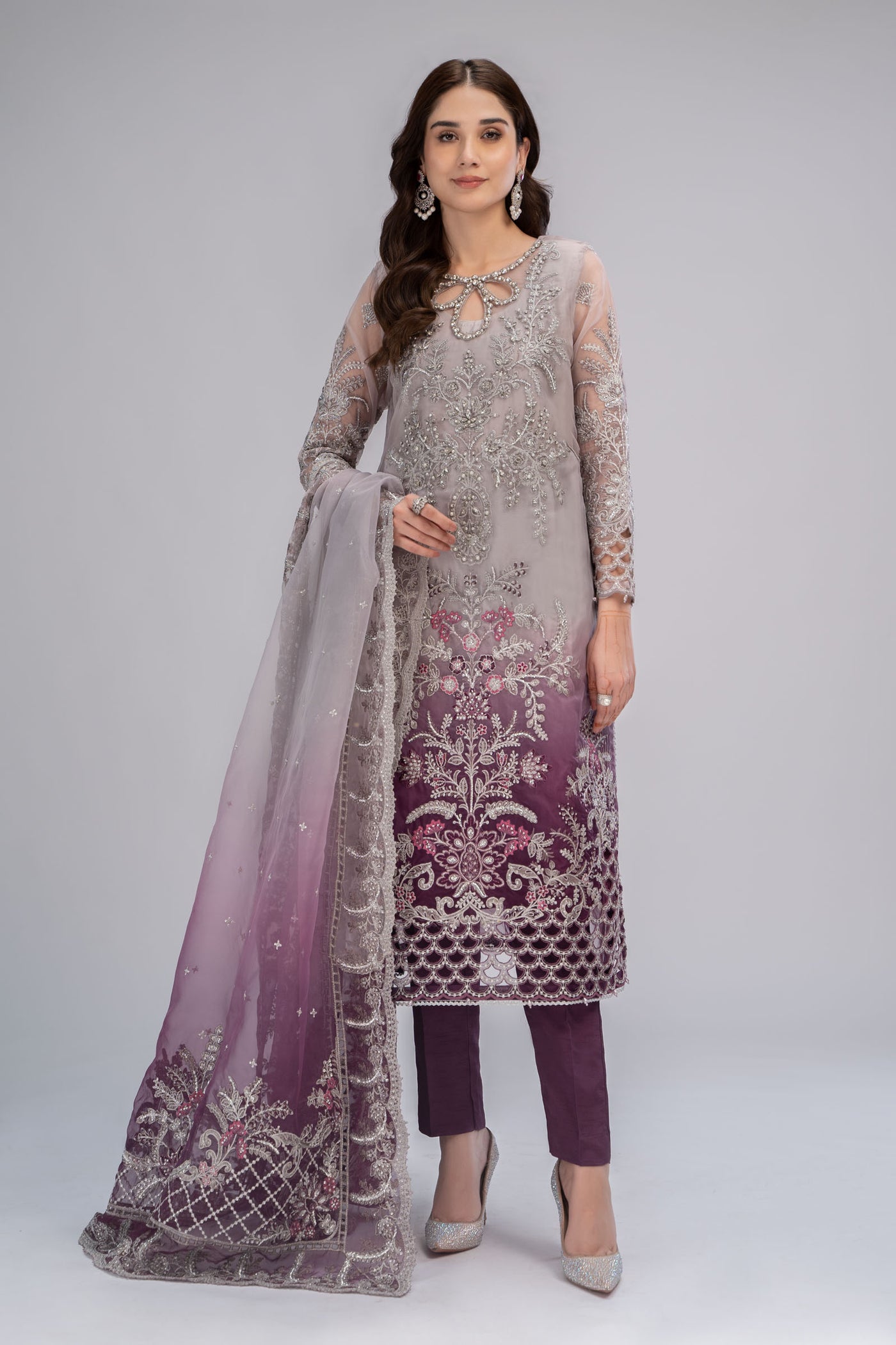 Suit Grey and Plum BDS-2605