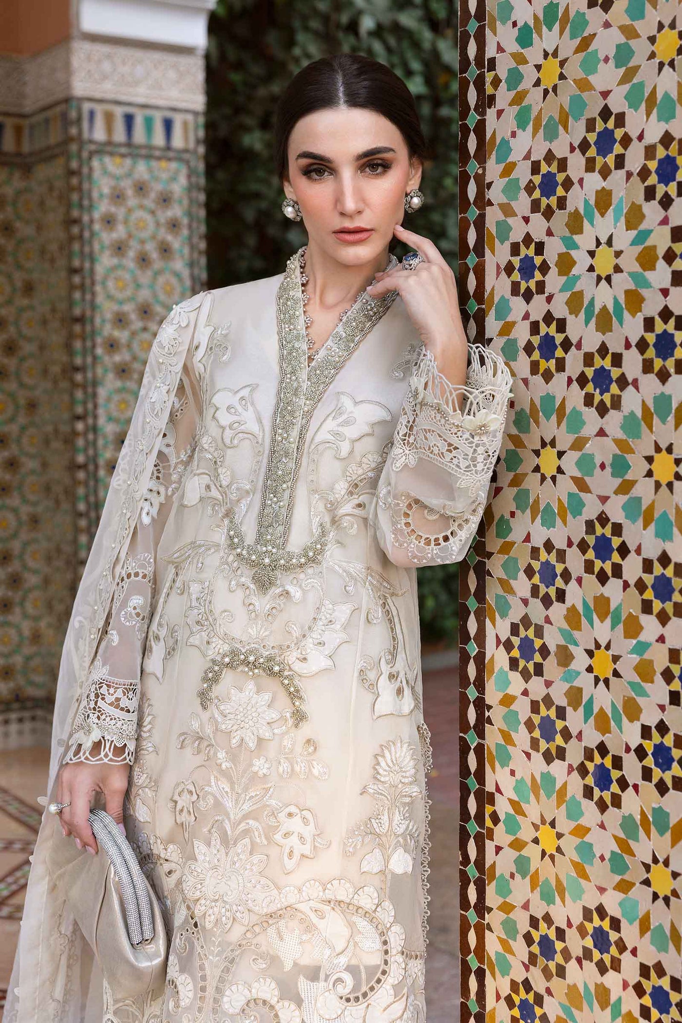 3 Piece Unstitched Embroidered Organza Suit | D-2506-A