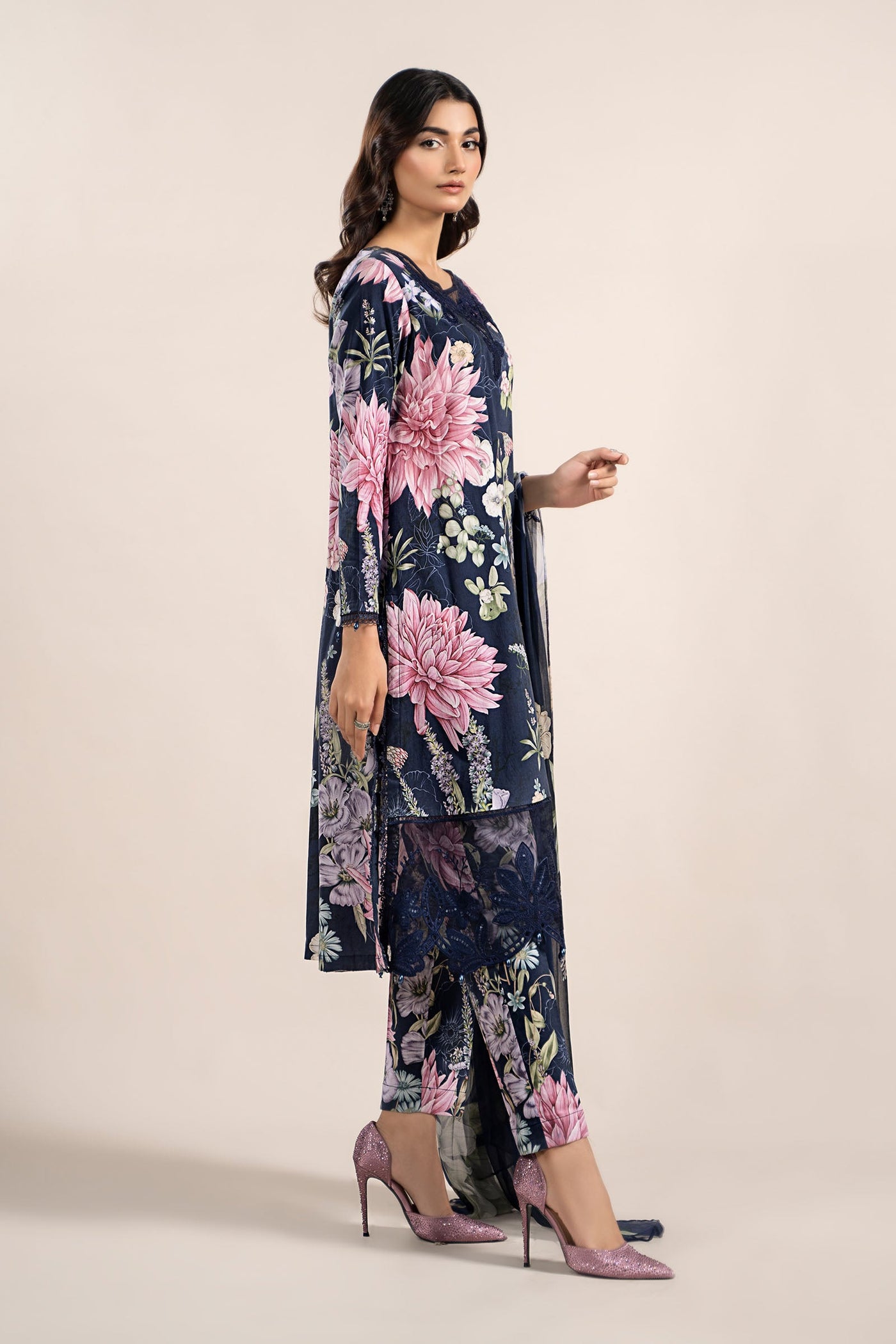 3 Piece Printed Cambric Suit | MPS-2306-B