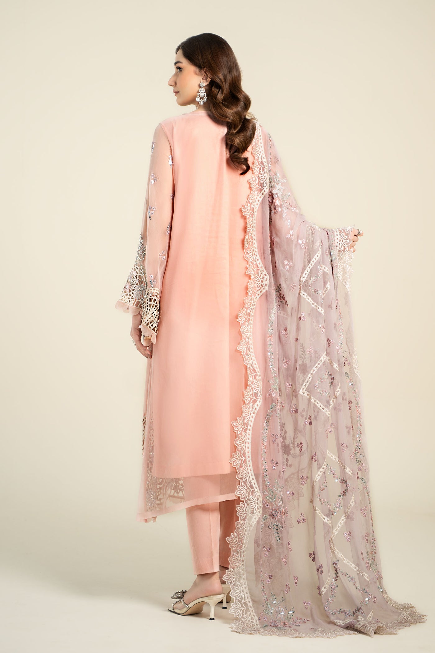 3 Piece Embroidered Chiffon Suit | MCS-24-106