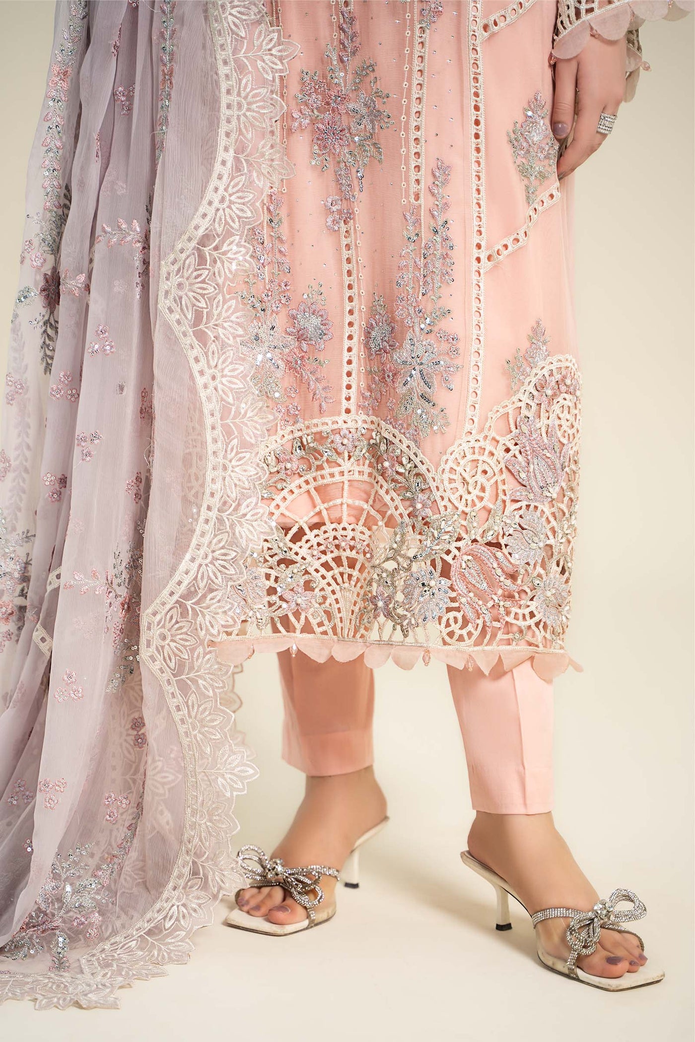 3 Piece Embroidered Chiffon Suit | MCS-24-106