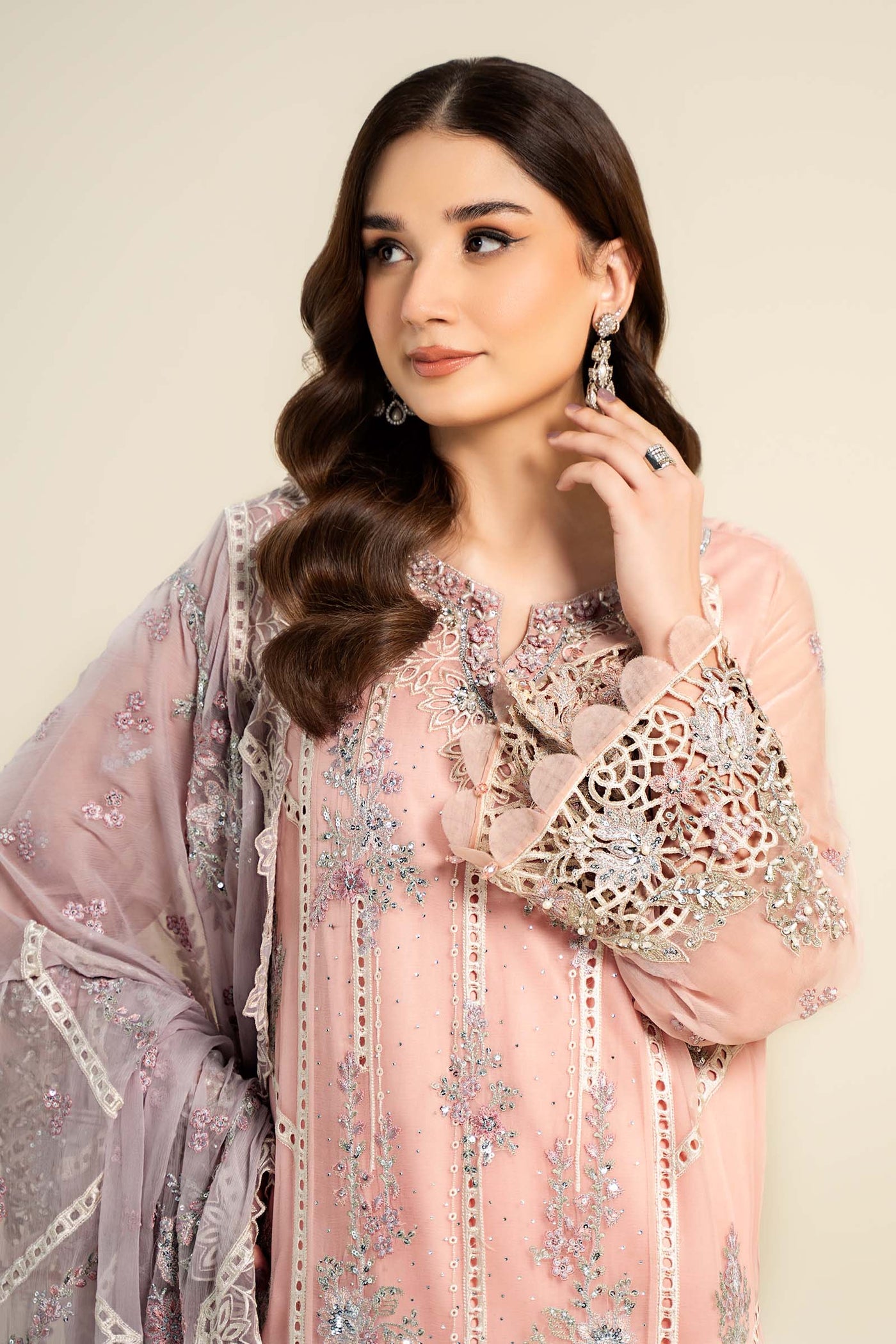 3 Piece Embroidered Chiffon Suit | MCS-24-106