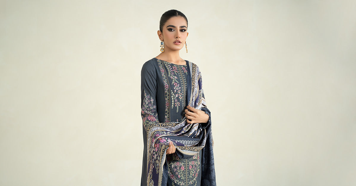 3 Piece Printed Linen Suit | MPS-2406-A