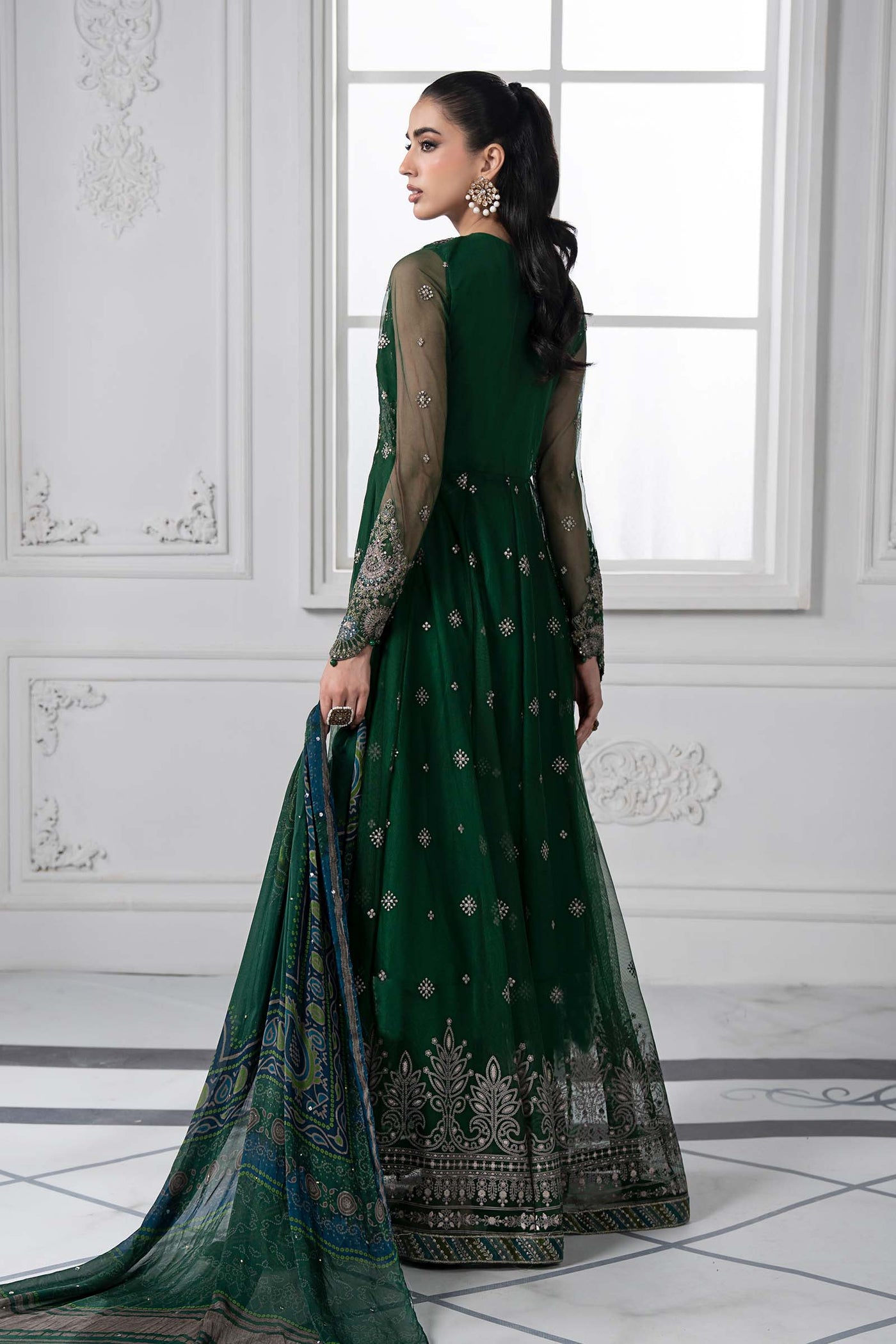 3 Piece Embroidered Net Suit | DS-2507-A