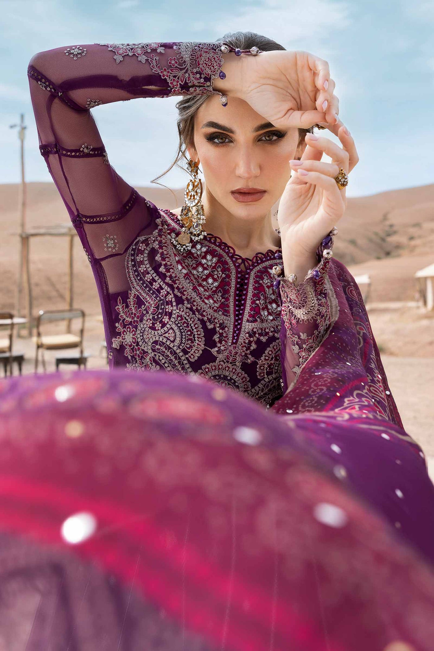 3 Piece Unstitched Embroidered Net Suit | D-2507-B