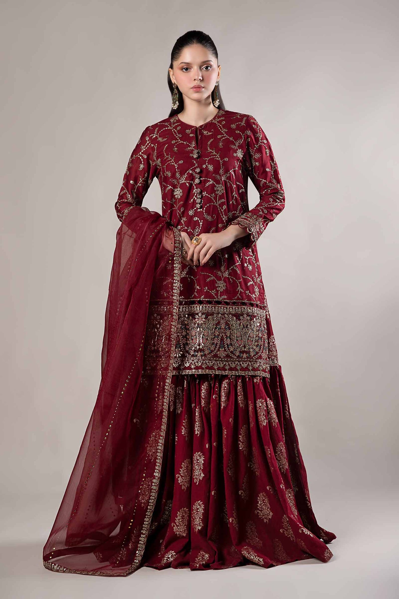 3 Piece Embroidered Cotton Satin Suit | CSS-807