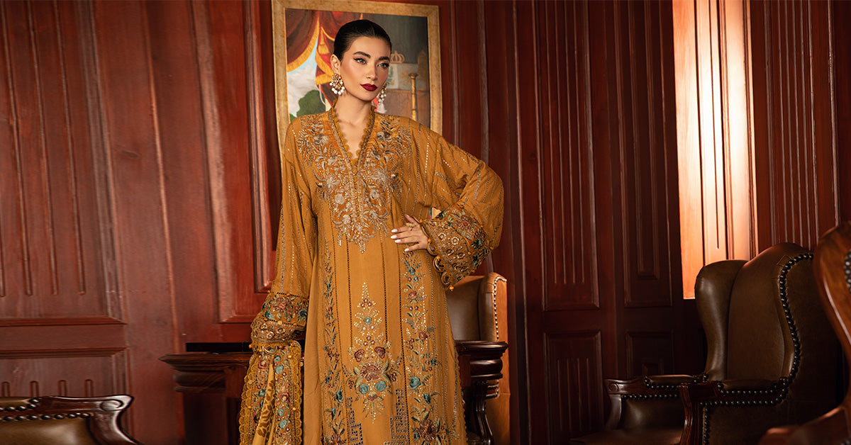 3 Piece Unstitched Embroidered Twill Linen Suit | DL-1207