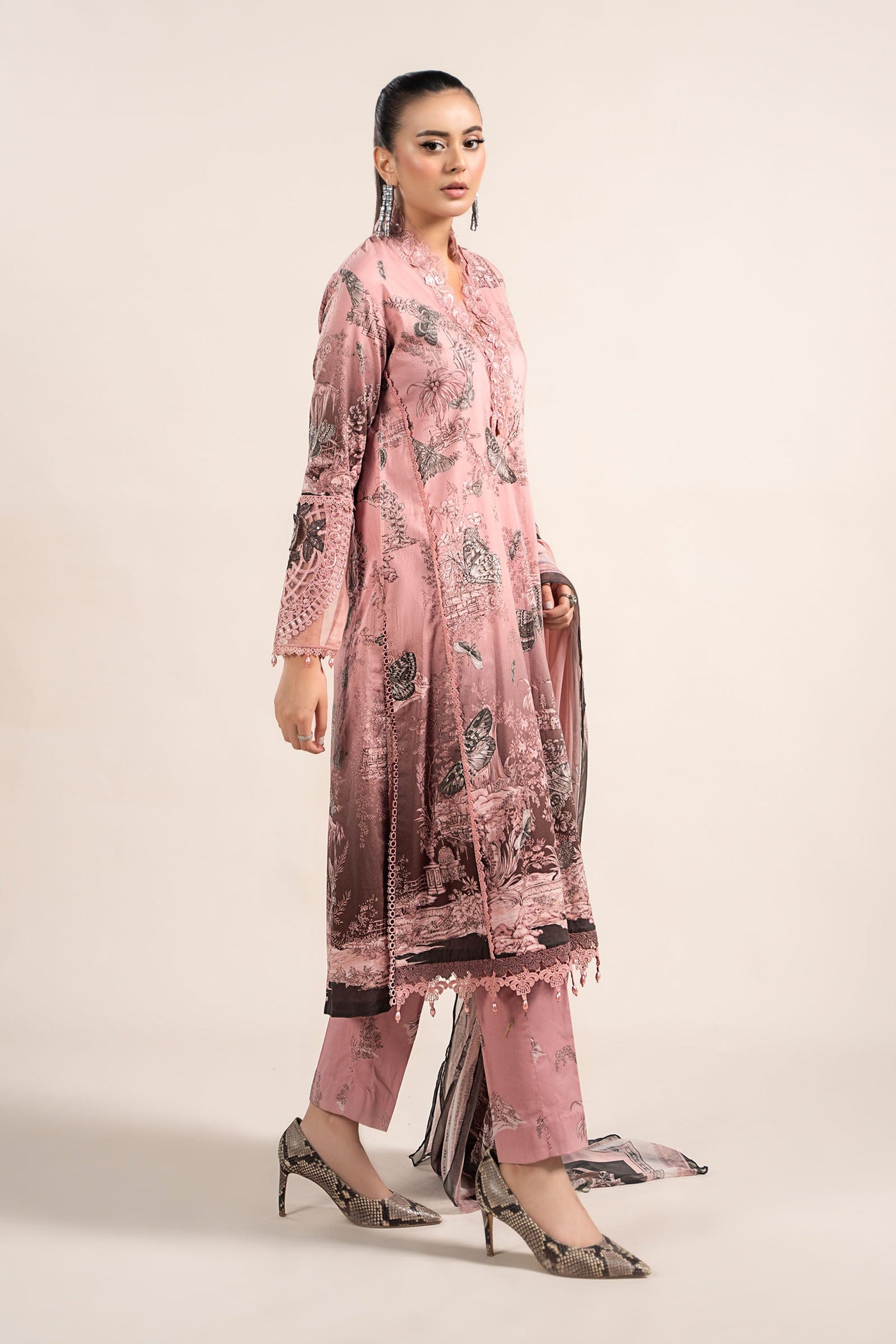 3 Piece Printed Cambric Suit | MPS-2308-A