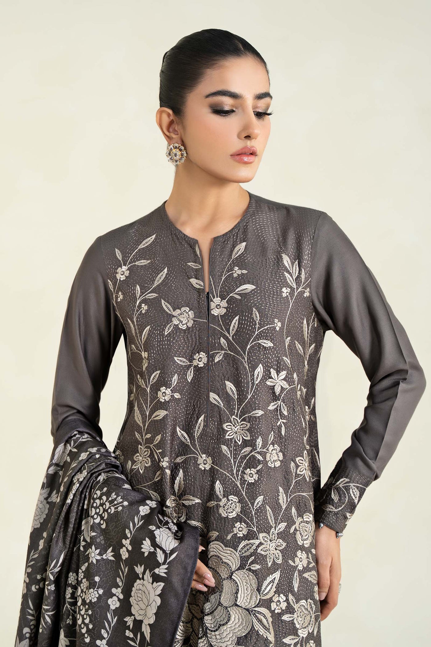 3 Piece Printed Linen Suit | MPS-2408-B