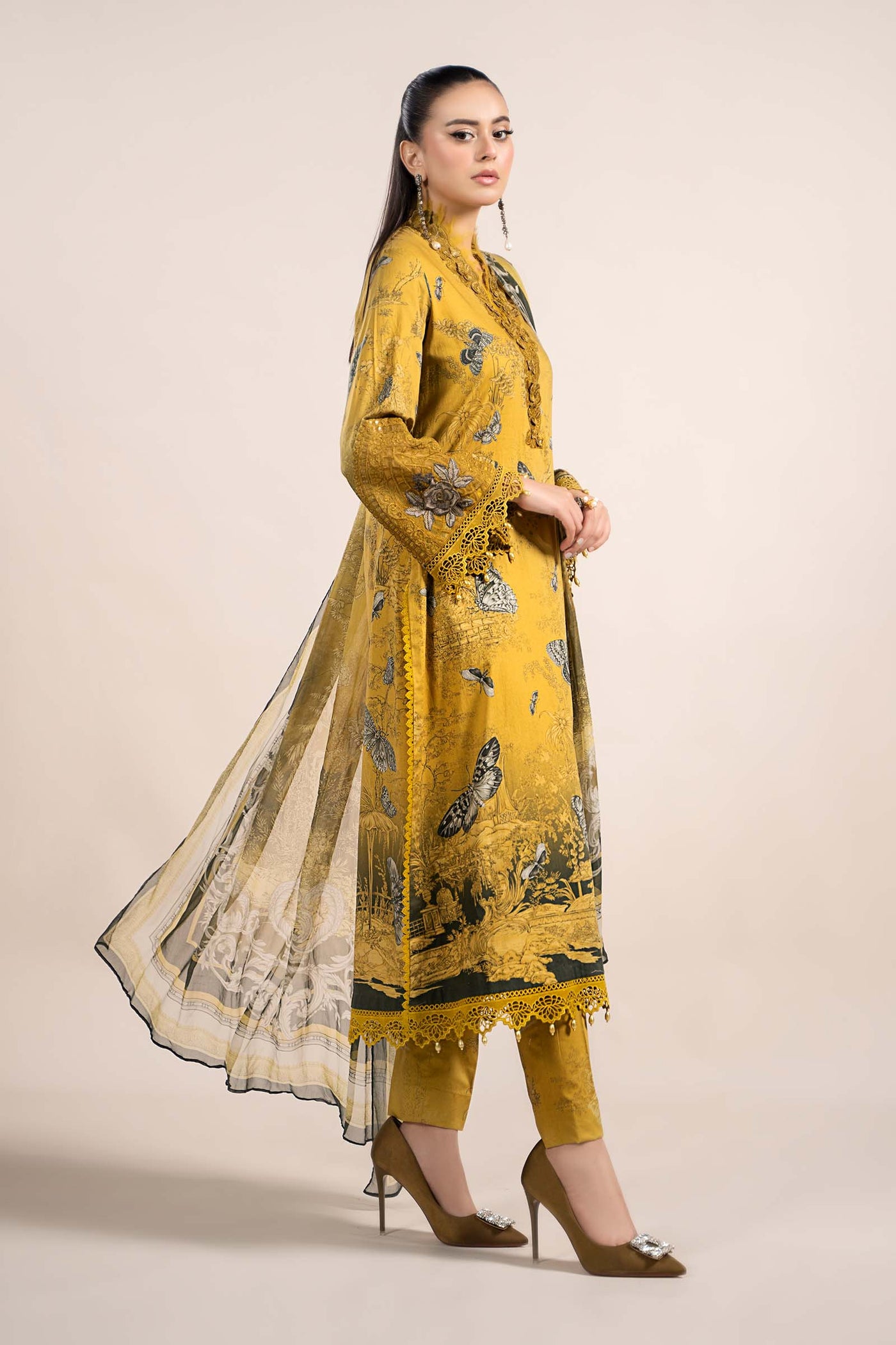 3 Piece Printed Cambric Suit | MPS-2308-B