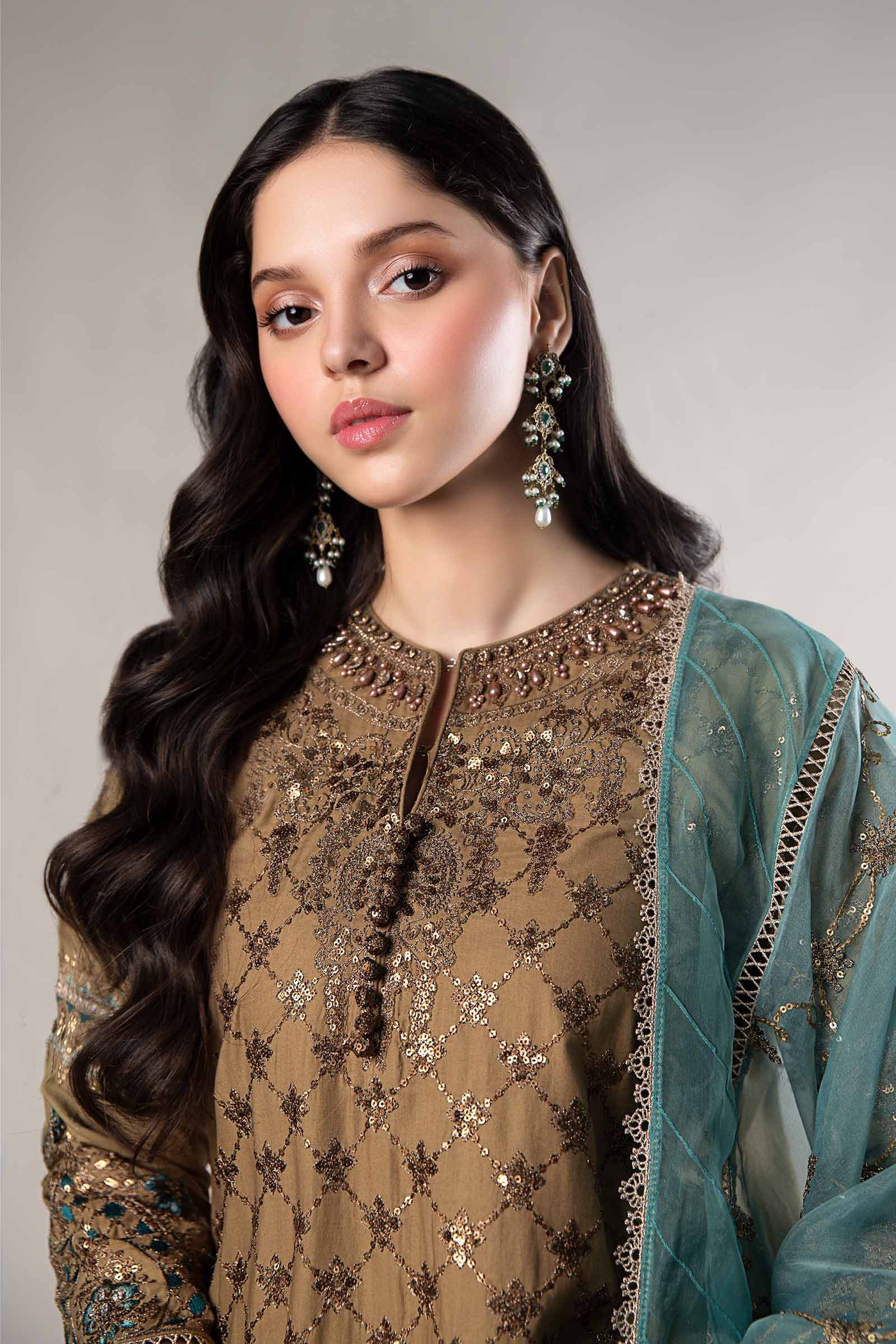 3 Piece Embroidered Cotton Satin Suit | CSS-808