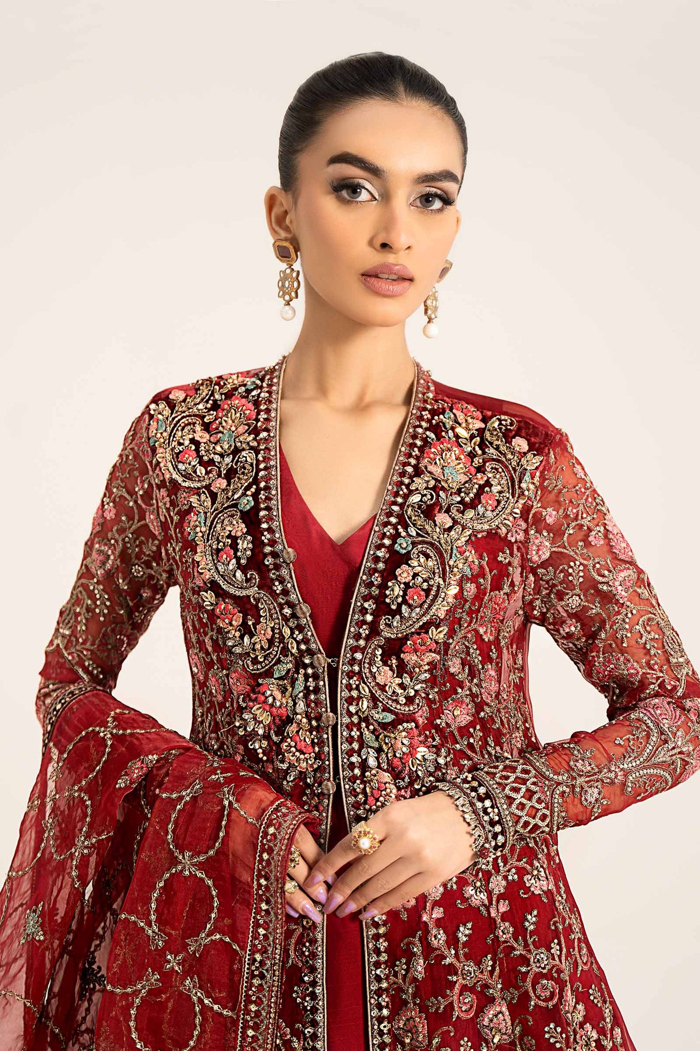 3 Piece Embroidered Organza Suit | BDS-2908