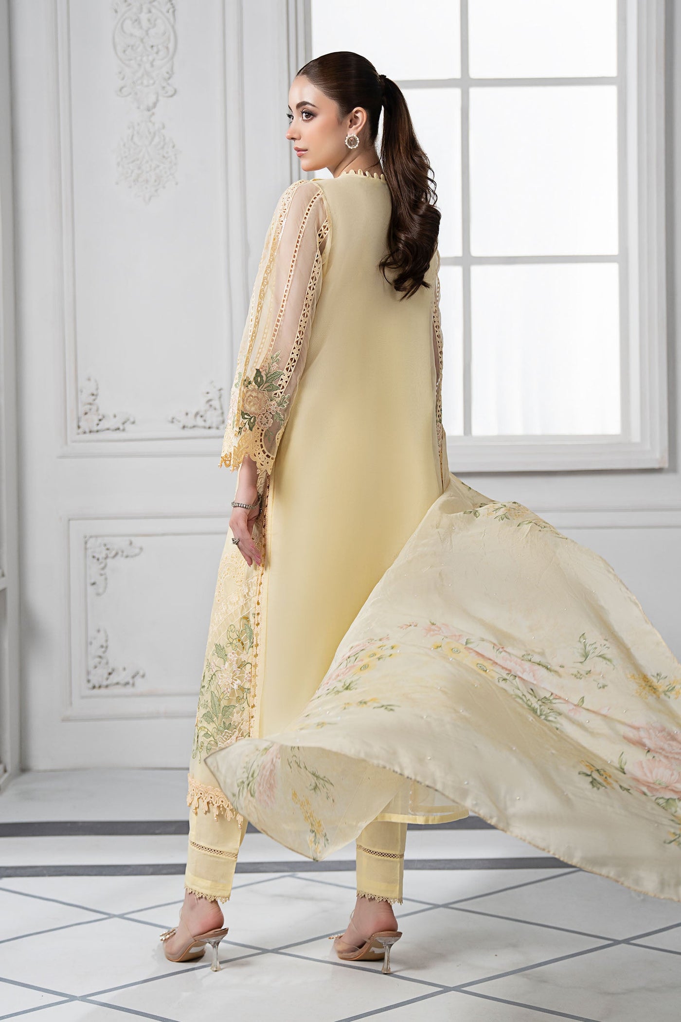 3 Piece Embroidered Organza Suit | DS-2509-A