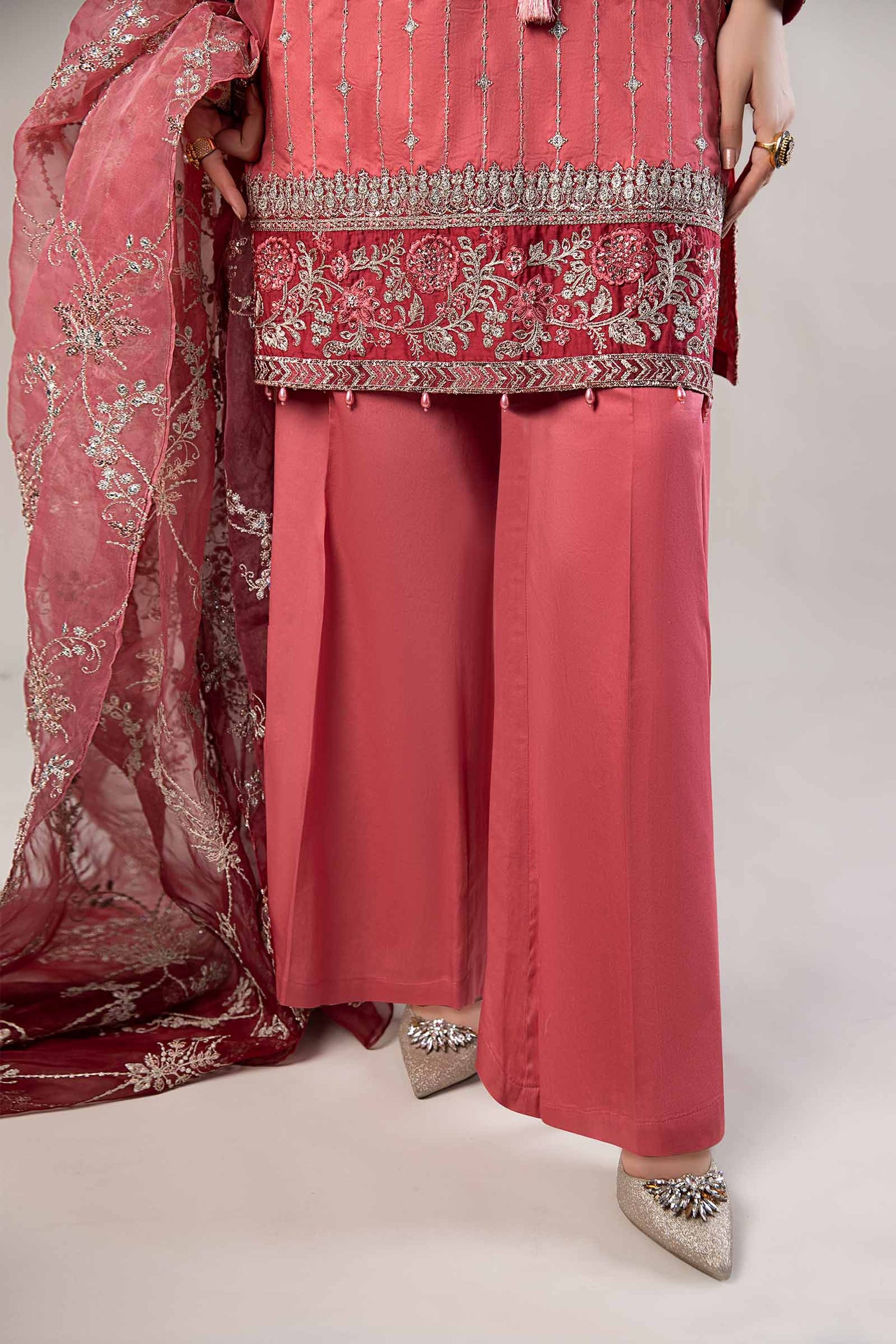 3 Piece Embroidered Cotton Satin Suit | CSS-809