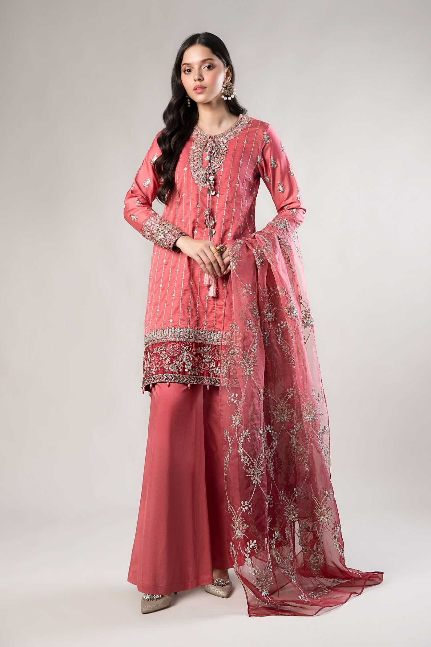 3 Piece Embroidered Cotton Satin Suit | CSS-809