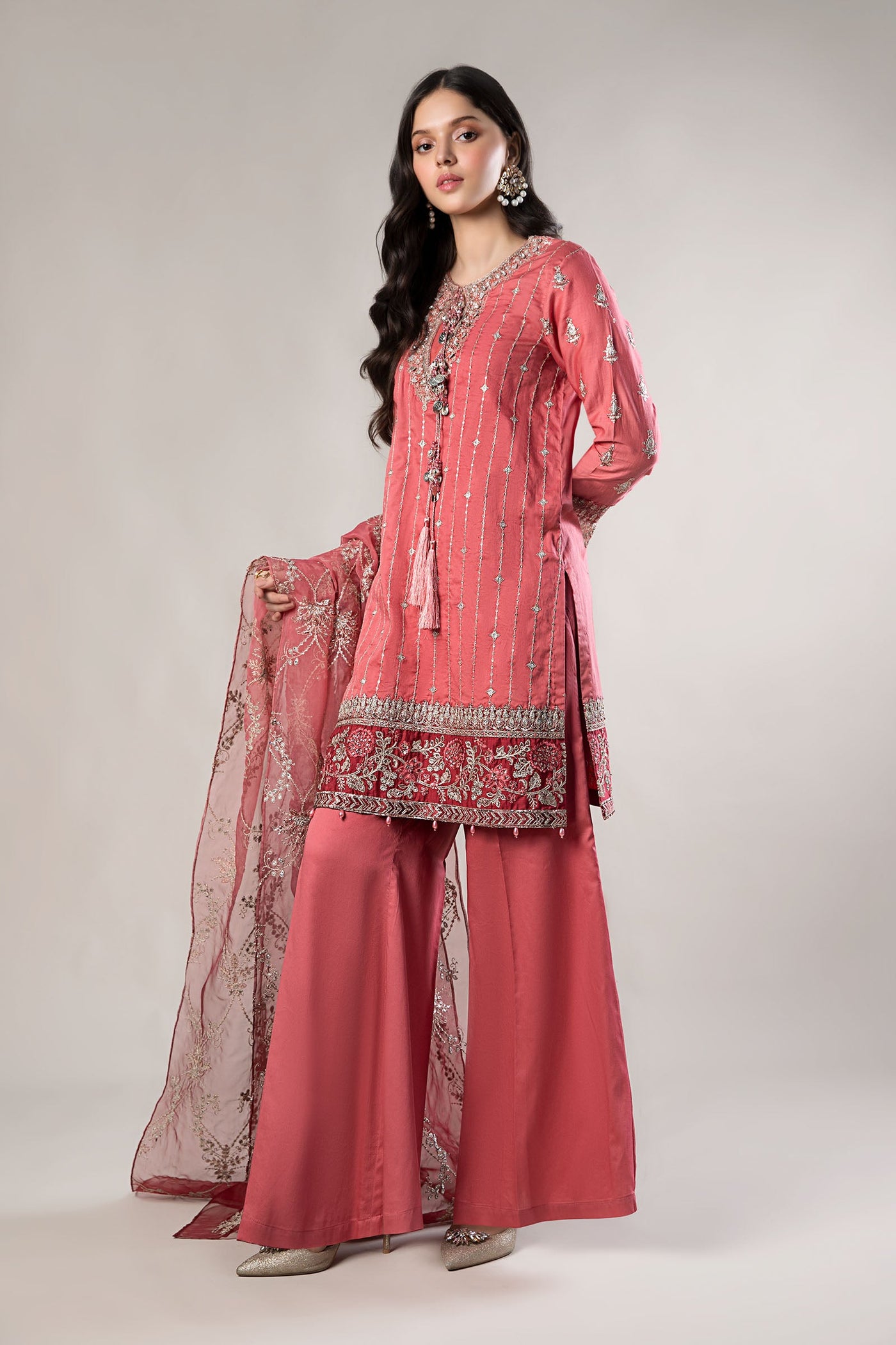 3 Piece Embroidered Cotton Satin Suit | CSS-809