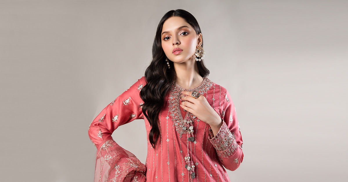 3 Piece Embroidered Cotton Satin Suit | CSS-809