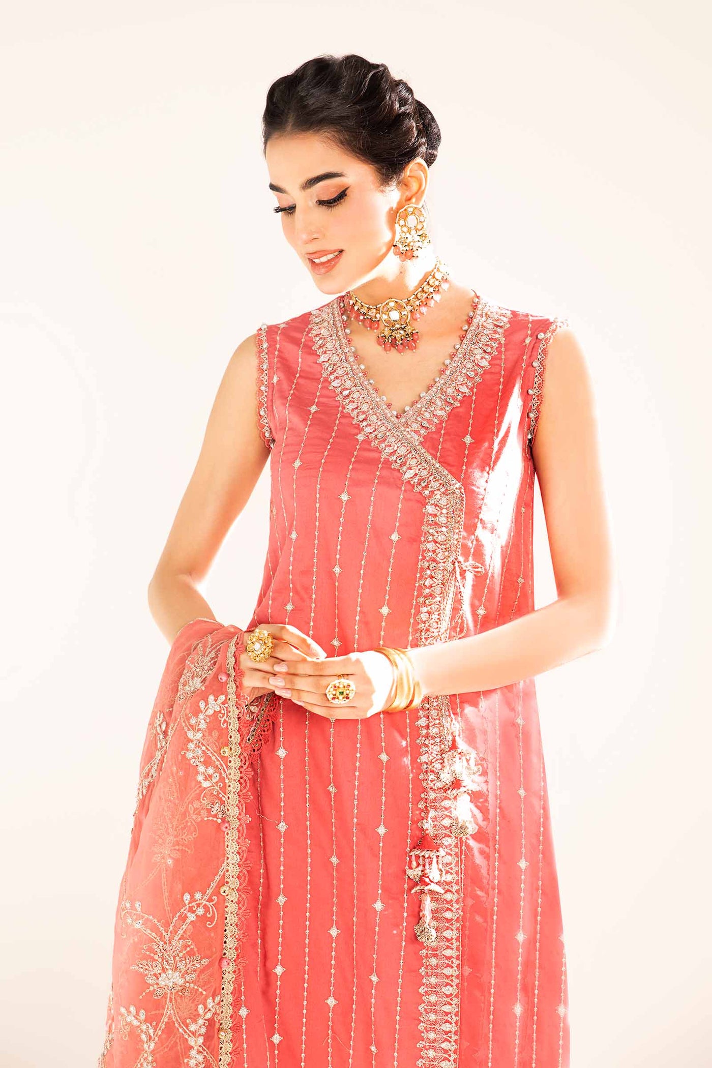 Unstitched Embroidered Cotton Satin Suit | CST-809