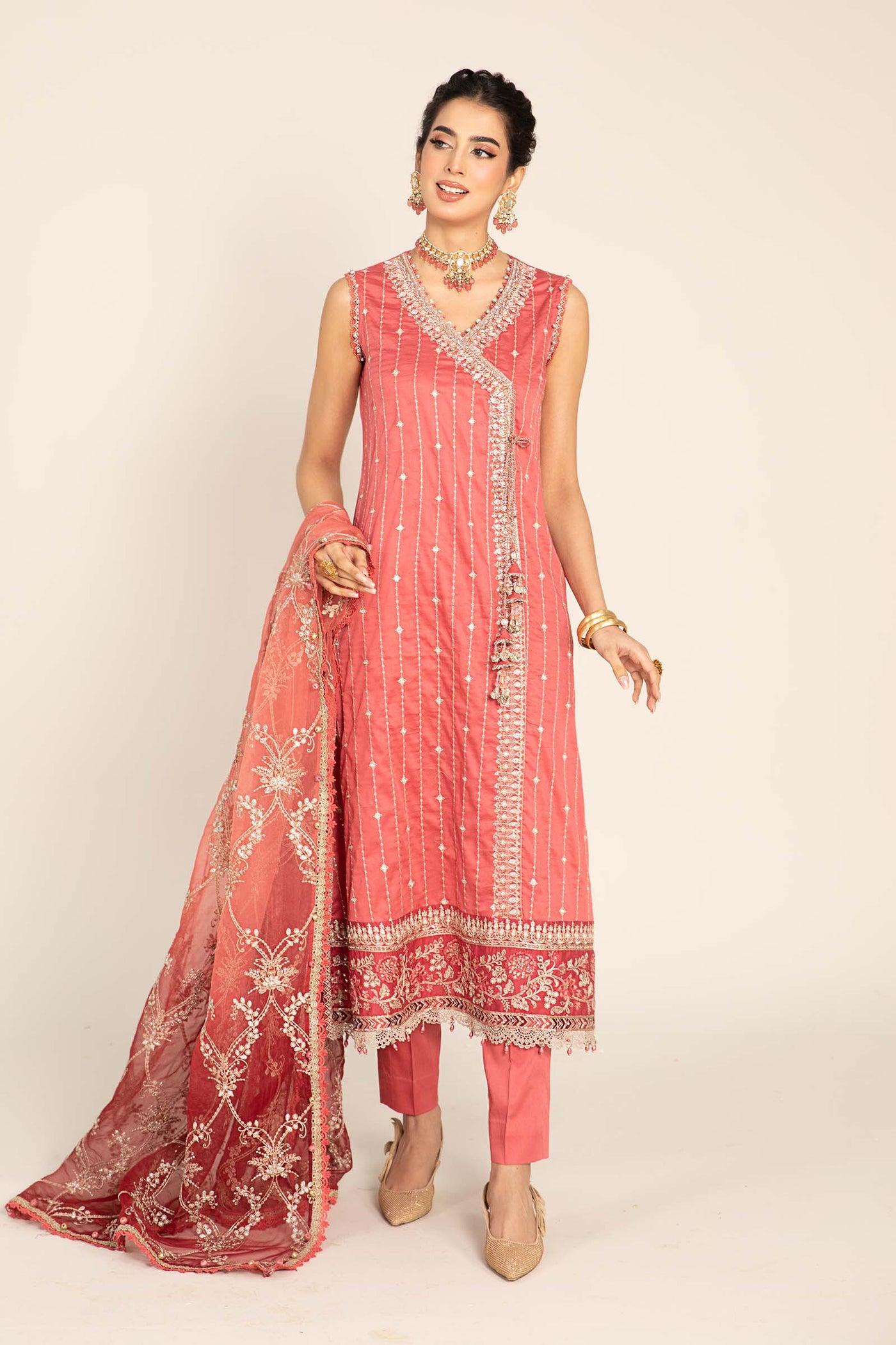 Unstitched Embroidered Cotton Satin Suit | CST-809