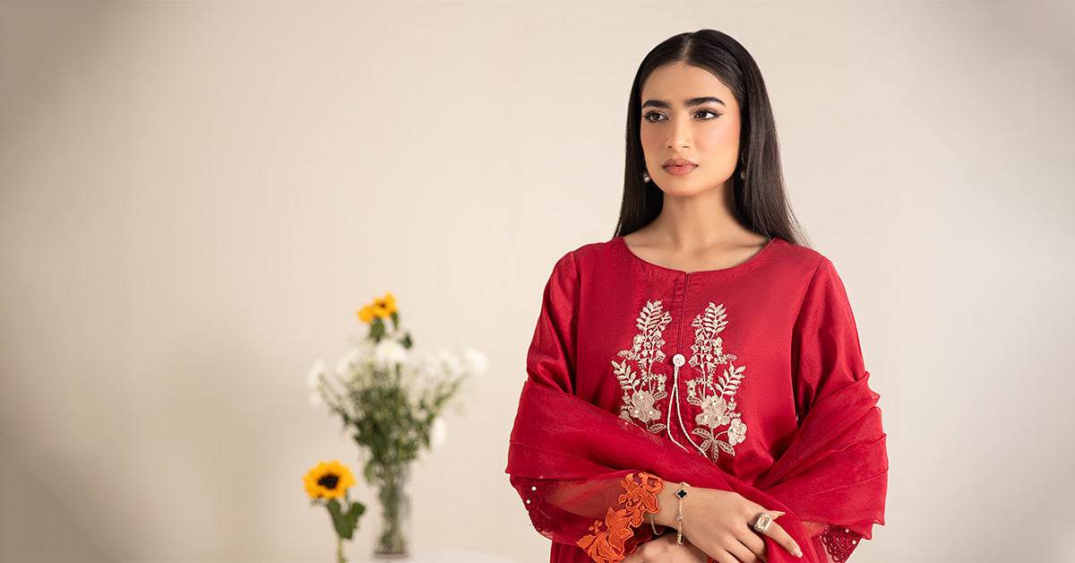 3 Piece Embroidered Self Jacquard Lawn Suit | DW-EF25-15